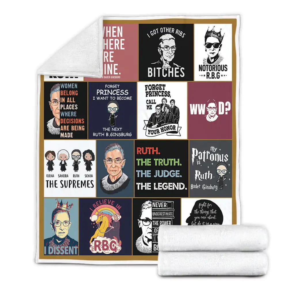 Ruth Bader Ginsburgh Collage Fleece Blanket Gift For Birthday Halloween Christmas
