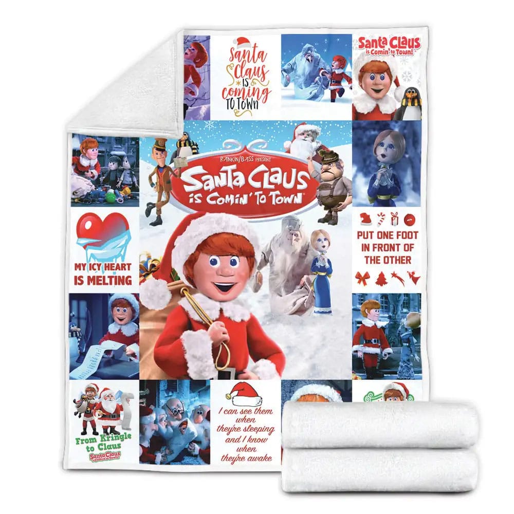 Santa Claus Is Comin To Town Fleece Blanket Gift For Birthday Halloween Christmas