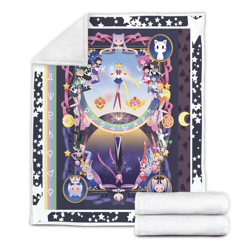 Sailor Moon Dark And Light Symbolized Fleece Blanket Gift For Besties