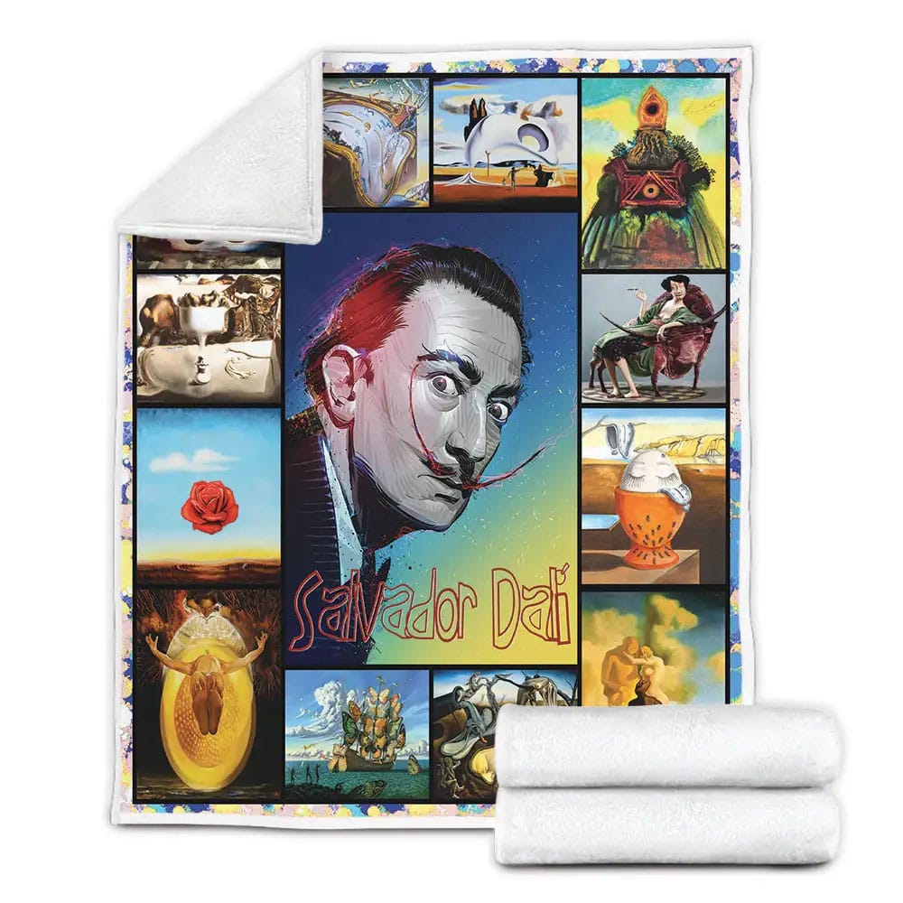 Salvador Dali Tribute Fleece Blanket Gift For Wife Husband