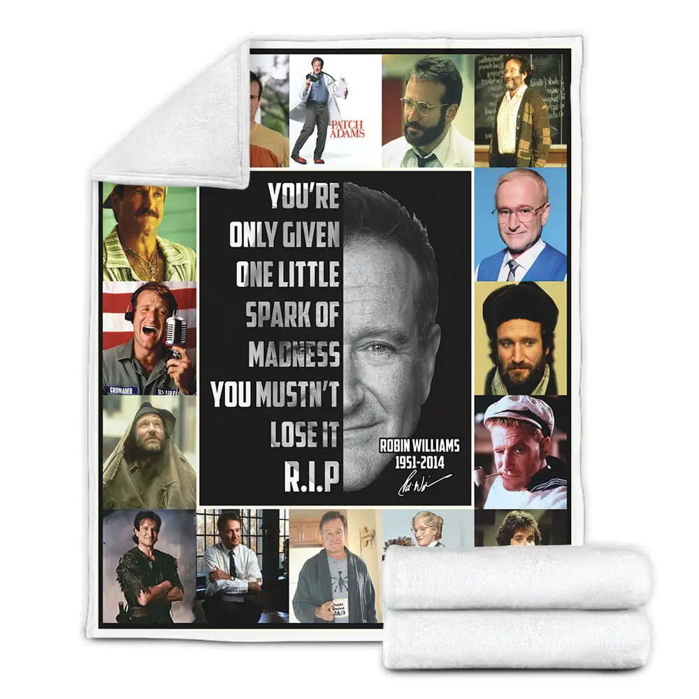 Robin William Fleece Blanket Gift For Mothers Day Fathers Day