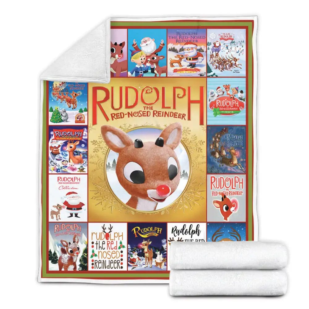 Rudolph The Red Nosed Reindeer Fleece Blanket Gift For Wife Husband