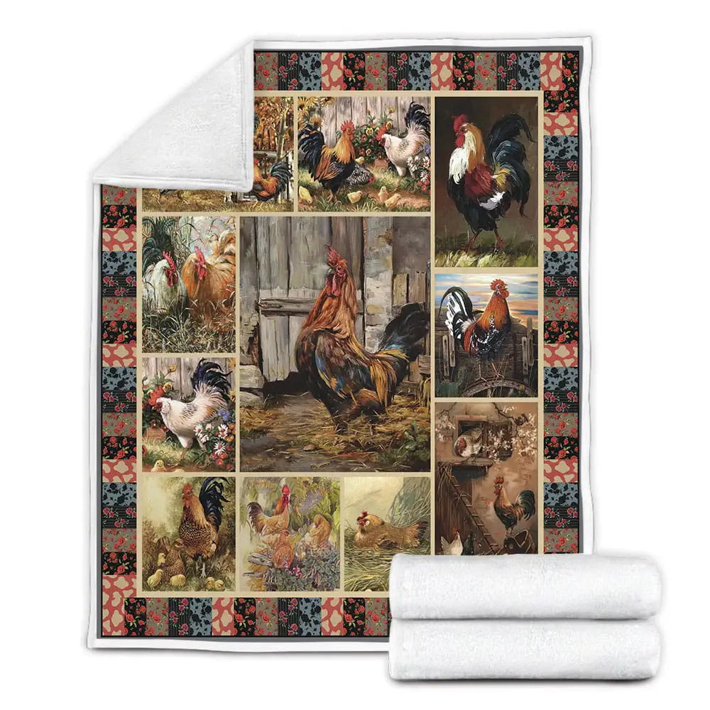 Rooster Fleece Blanket Gift For Birthday Halloween Christmas