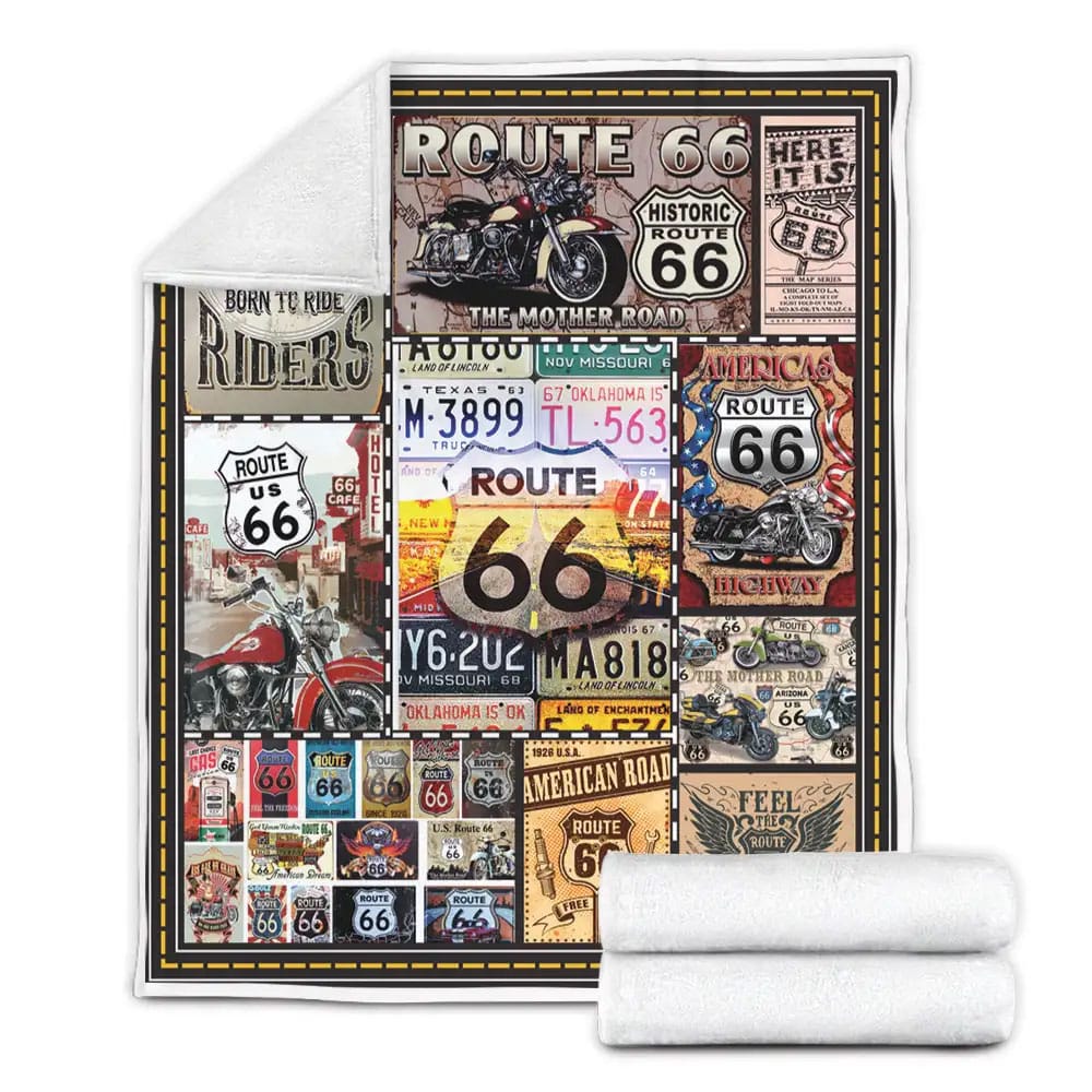 Route 66 The Mother Road Fleece Blanket Gift For Mothers Day Fathers Day
