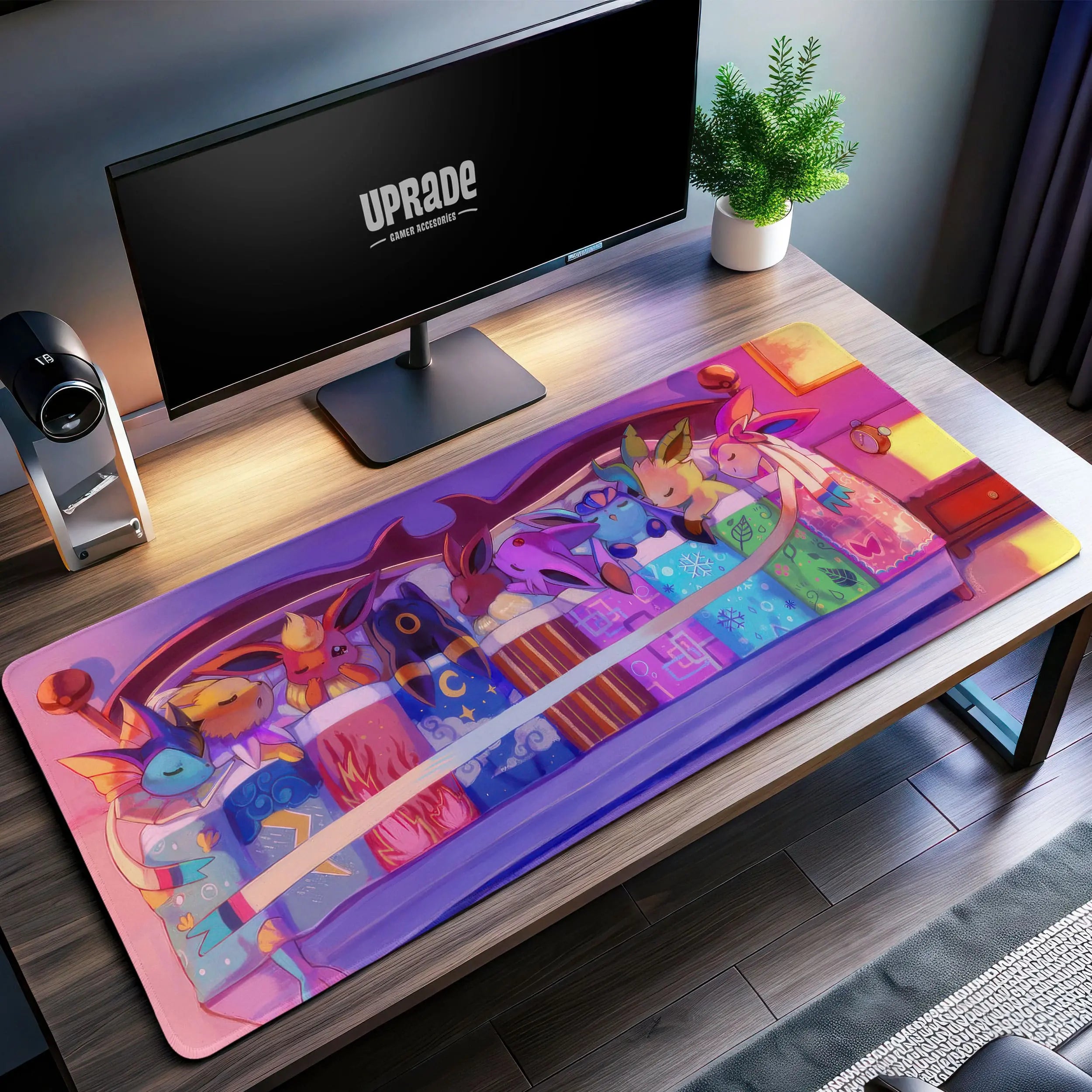 Allleftout Eevee Evolution Sleepover Desk Mat, PokMon Mouse Pad