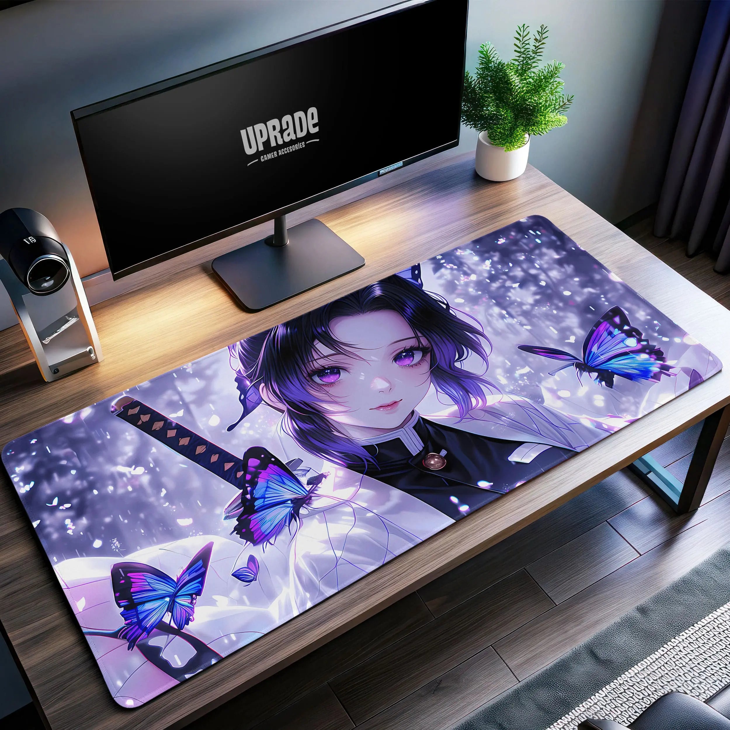 Allleftout Shinobu Kocho Butterfly Desk Mat, Demon Slayer Mouse Pad
