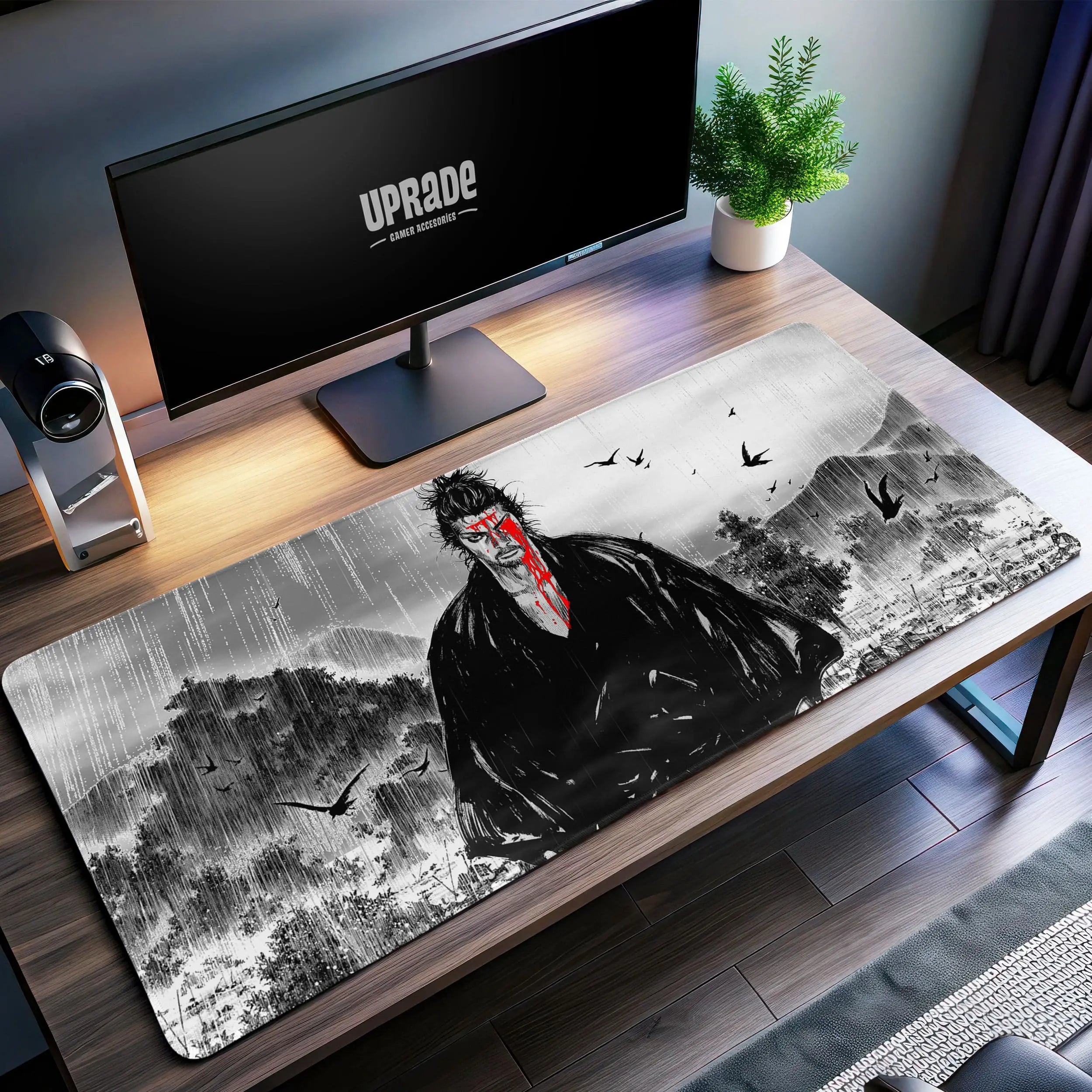 Allleftout Miyamoto Musashi Desk Mat, Vagabond Samurai Mouse Pad