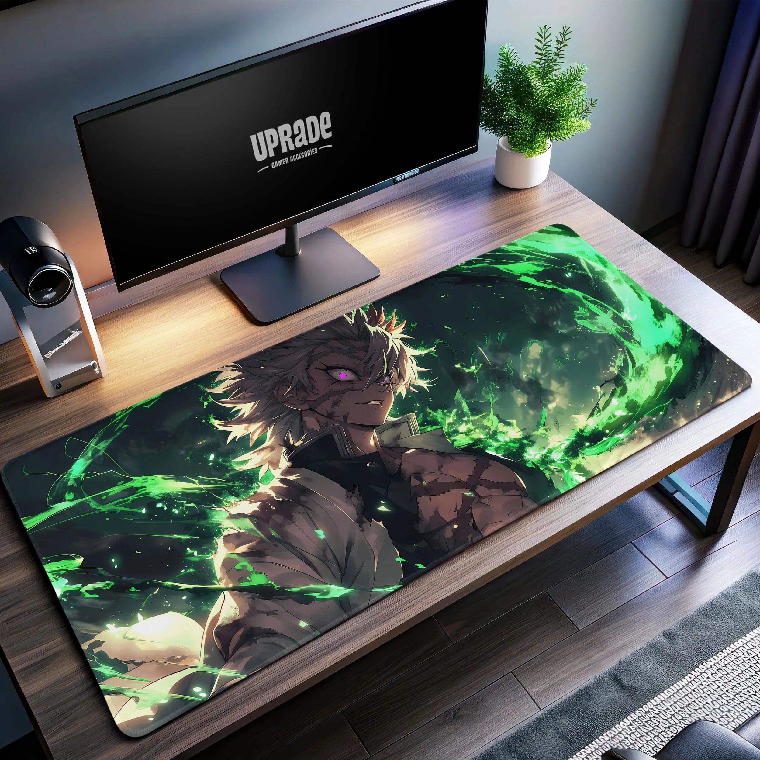 Allleftout Sanemi Wind Hashira Desk Mat, Demon Slayer Mouse Pad