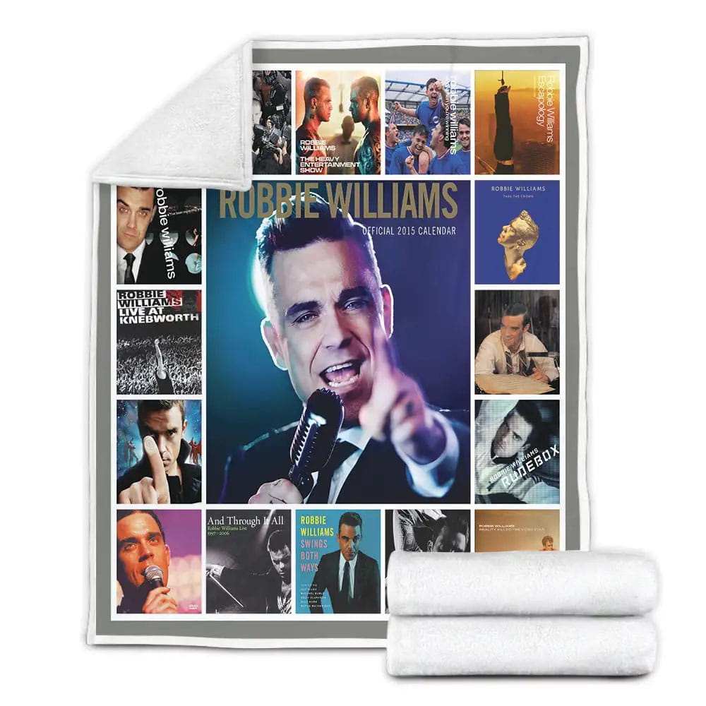 Robbie Williams Albums Cover Poster Fleece Blanket Gift For Mothers Day Fathers Day