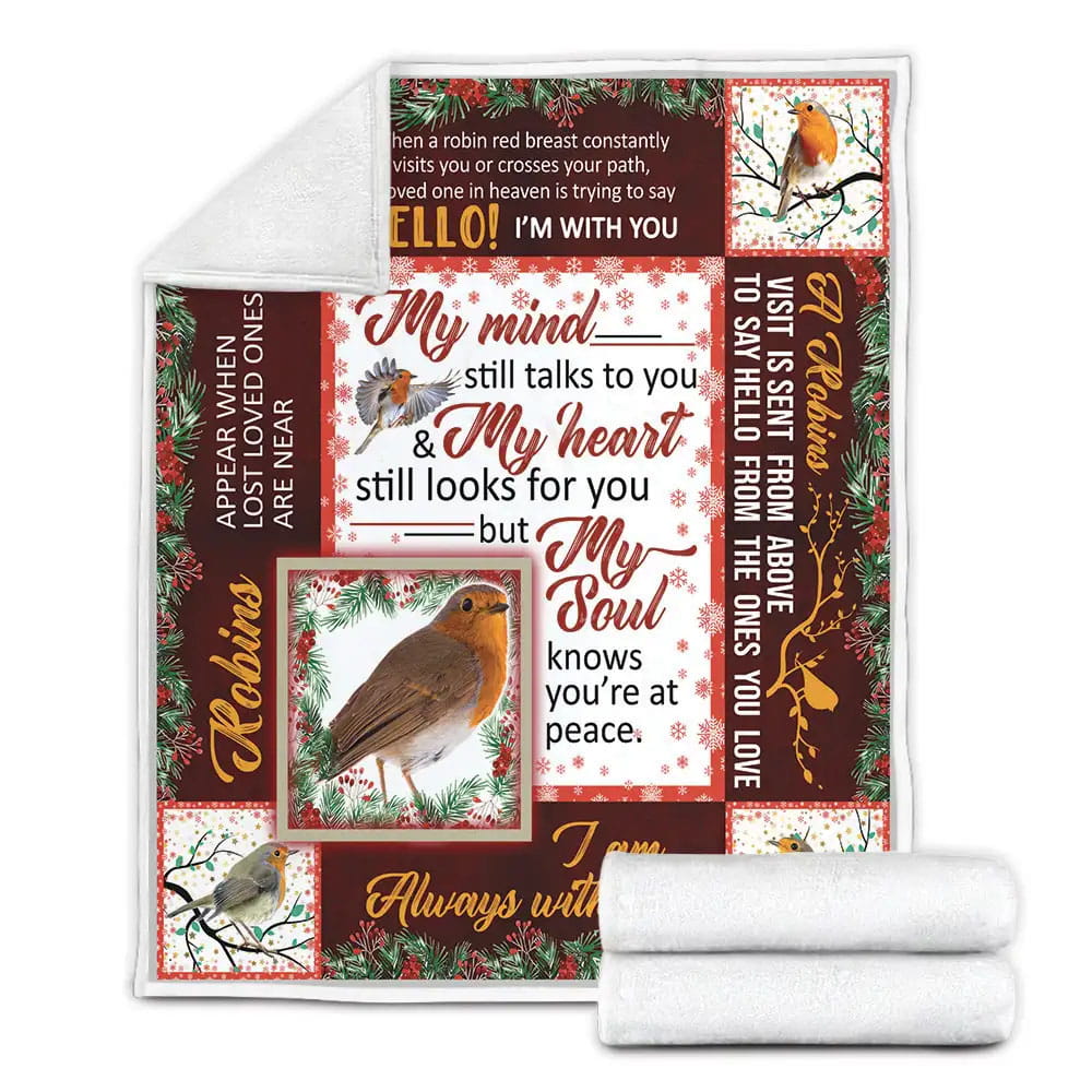 Robin Bird Fleece Blanket Gift For Birthday Halloween Christmas