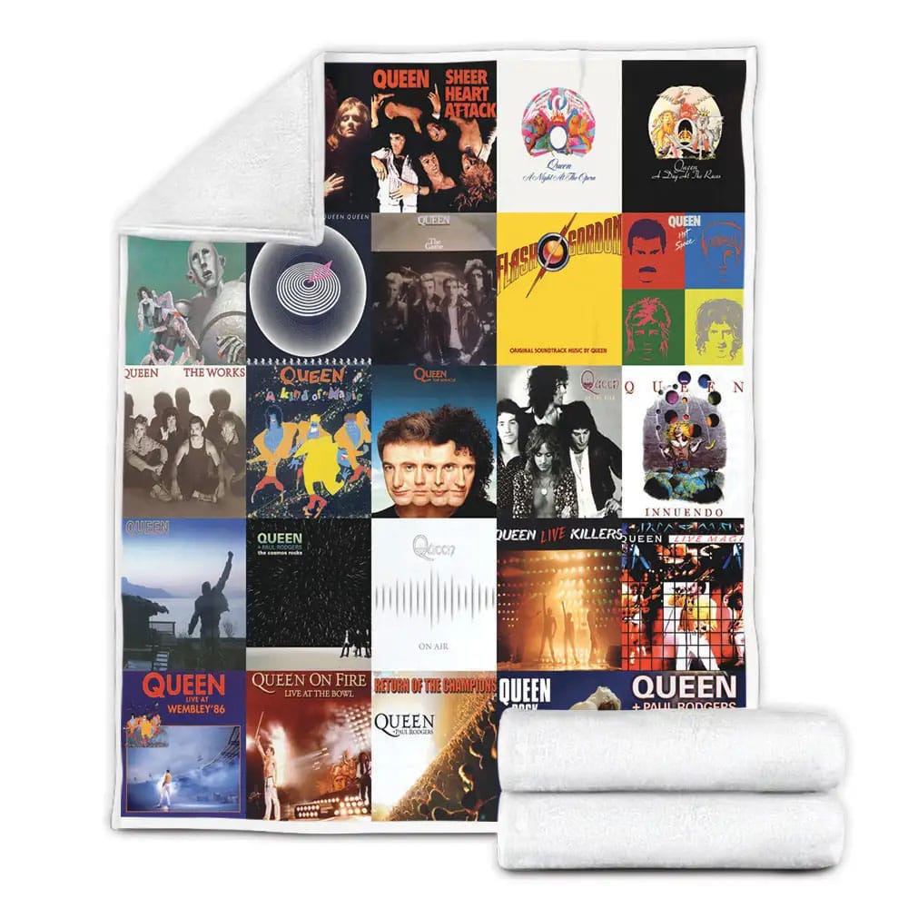 Queen Album Covers Fleece Blanket Gift For Mothers Day Fathers Day