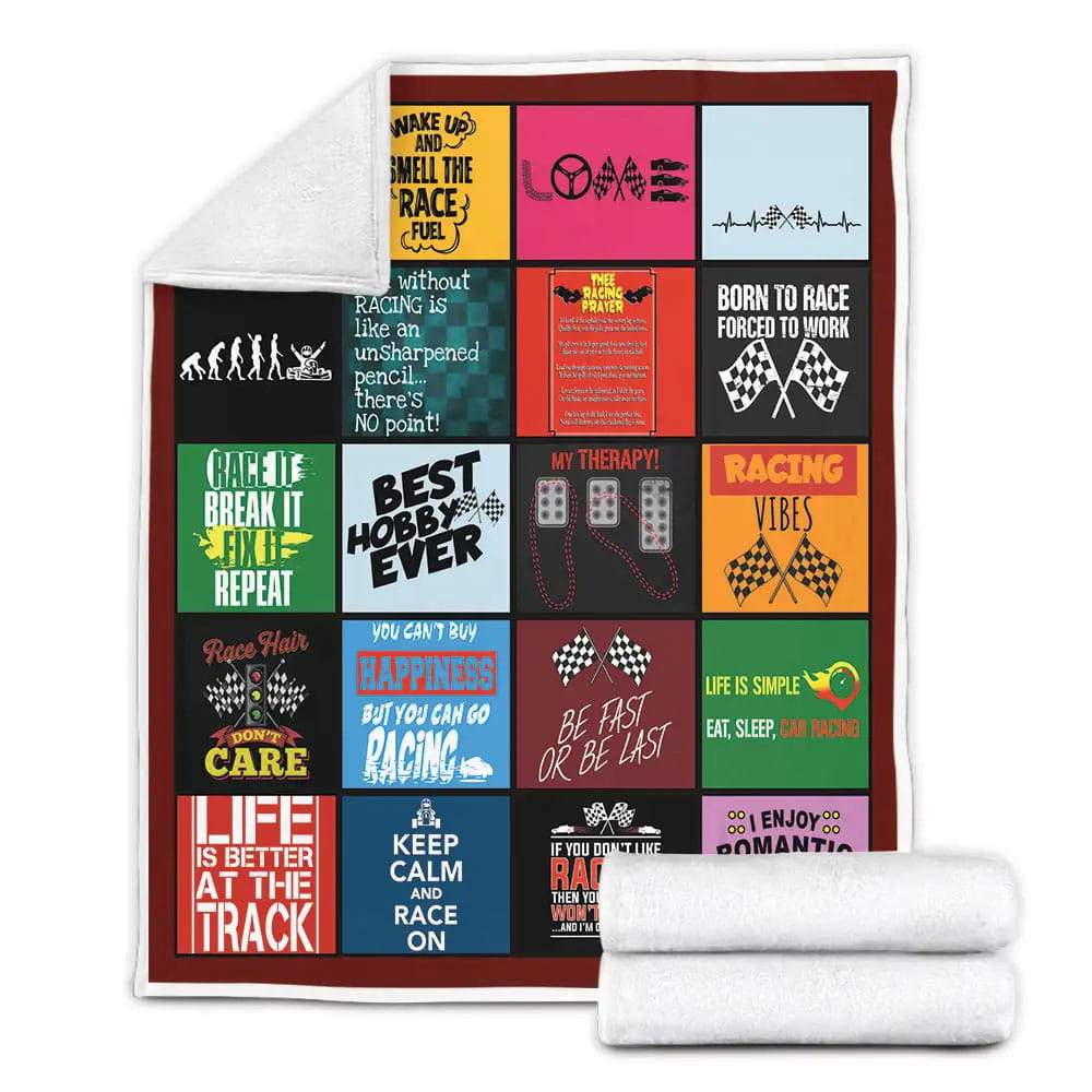 Racing Fleece Blanket Gift For Birthday Halloween Christmas