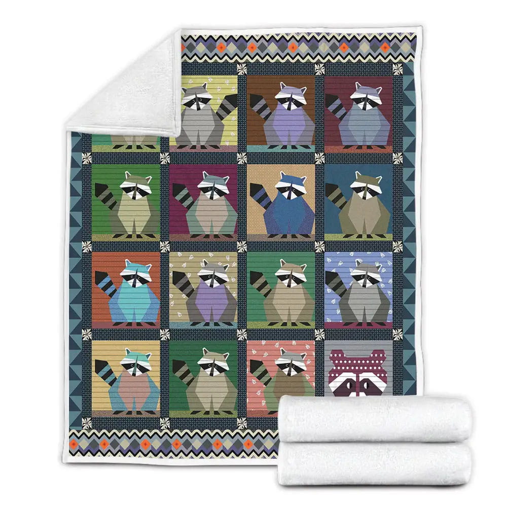 Raccoon Fleece Blanket Gift For Mothers Day Fathers Day