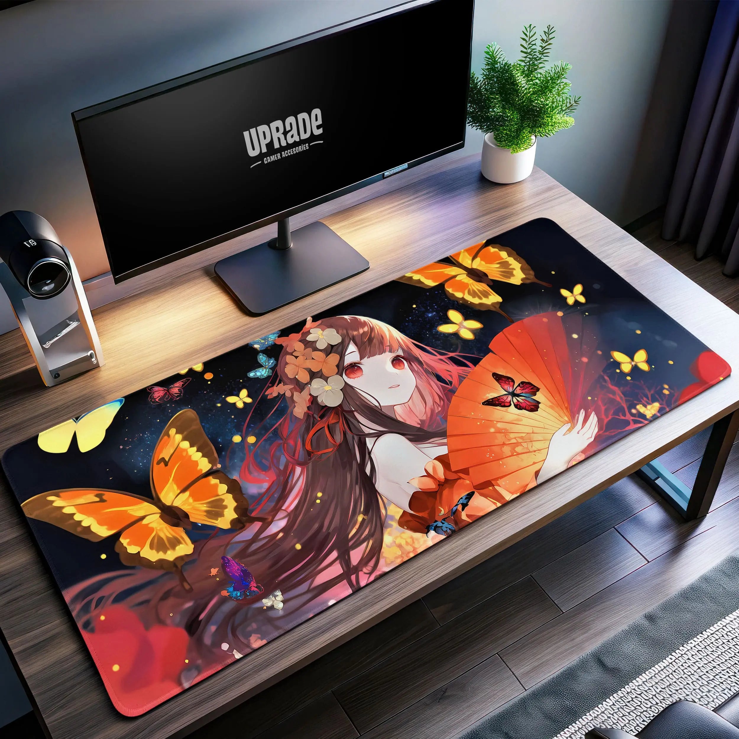Allleftout Butterfly Dream Desk Mat, Anime Art Mouse Pad