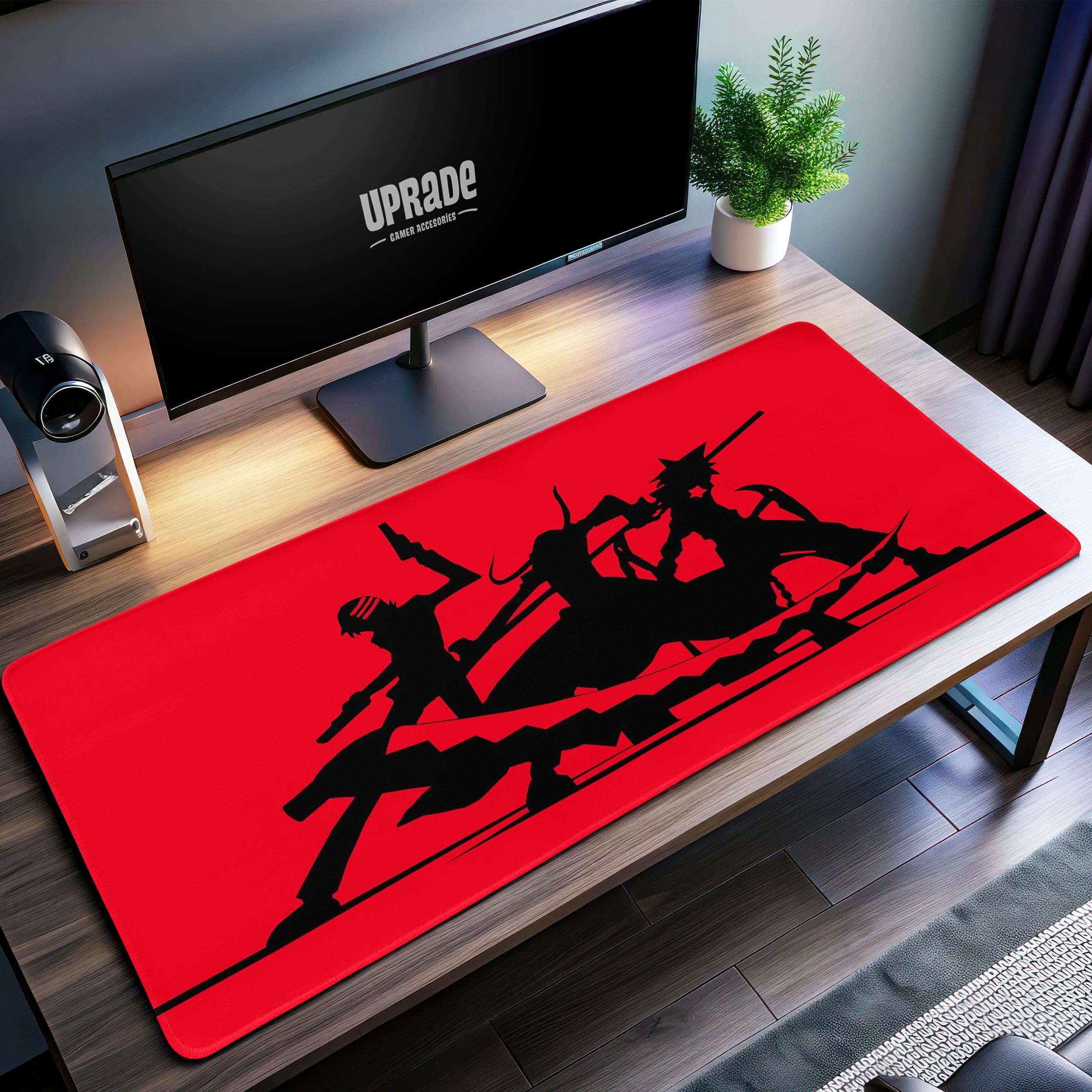 Allleftout Soul Eater Silhouette Desk Mat, Red And Black Mouse Pad