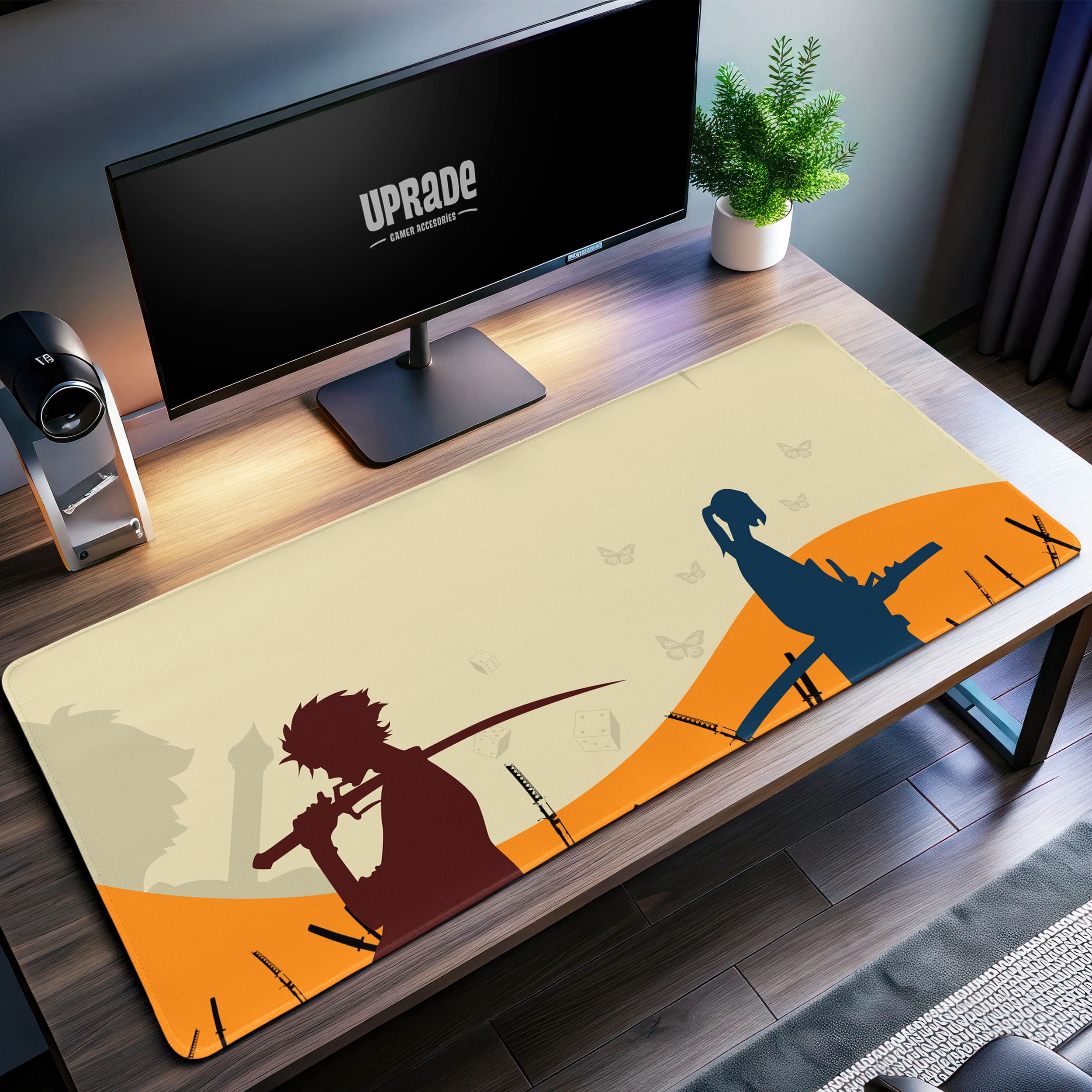 Allleftout Samurai Silhouette Desk Mat, Champloo Sunset Mouse Pad