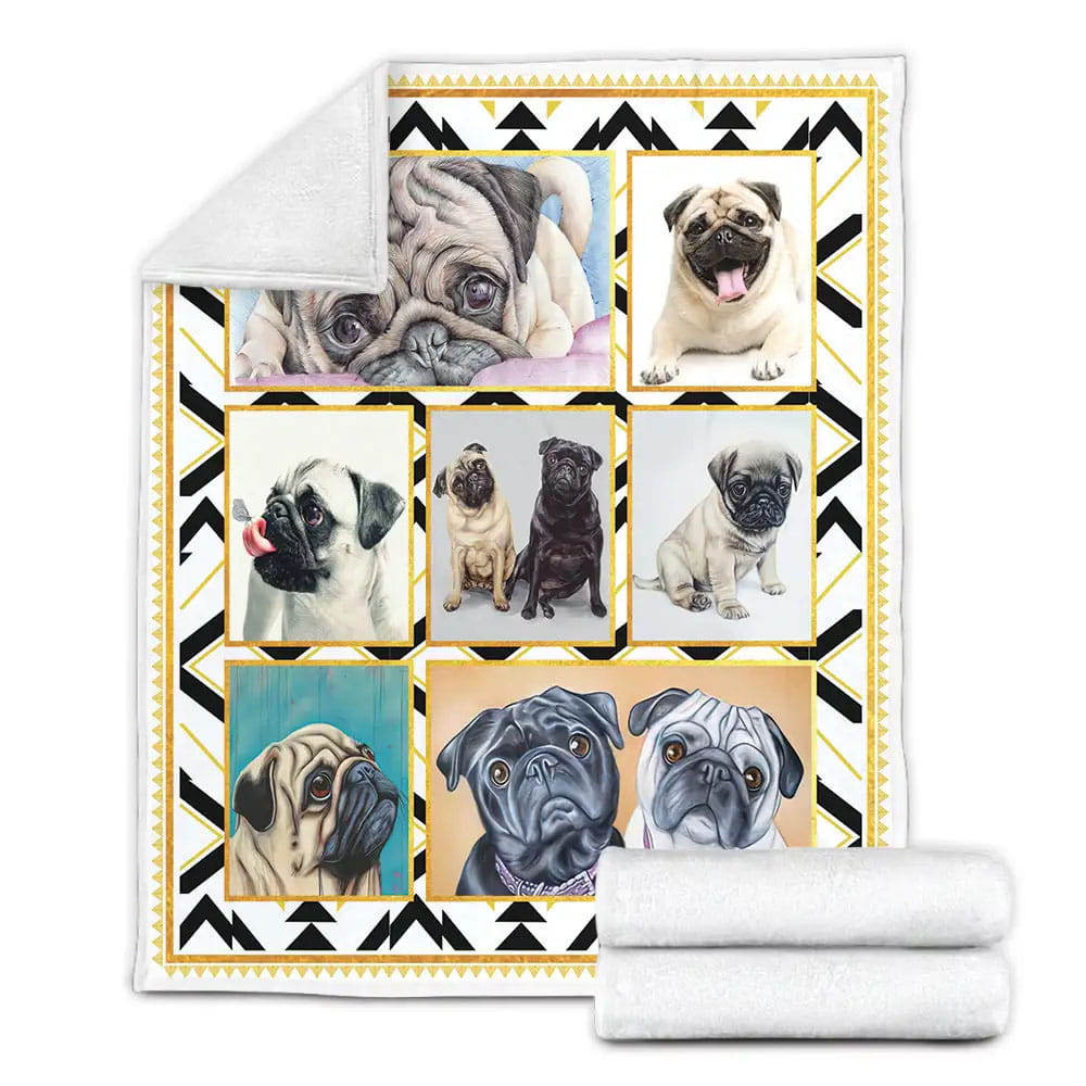 Pug Made Fleece Blanket Gift For Wife Husband