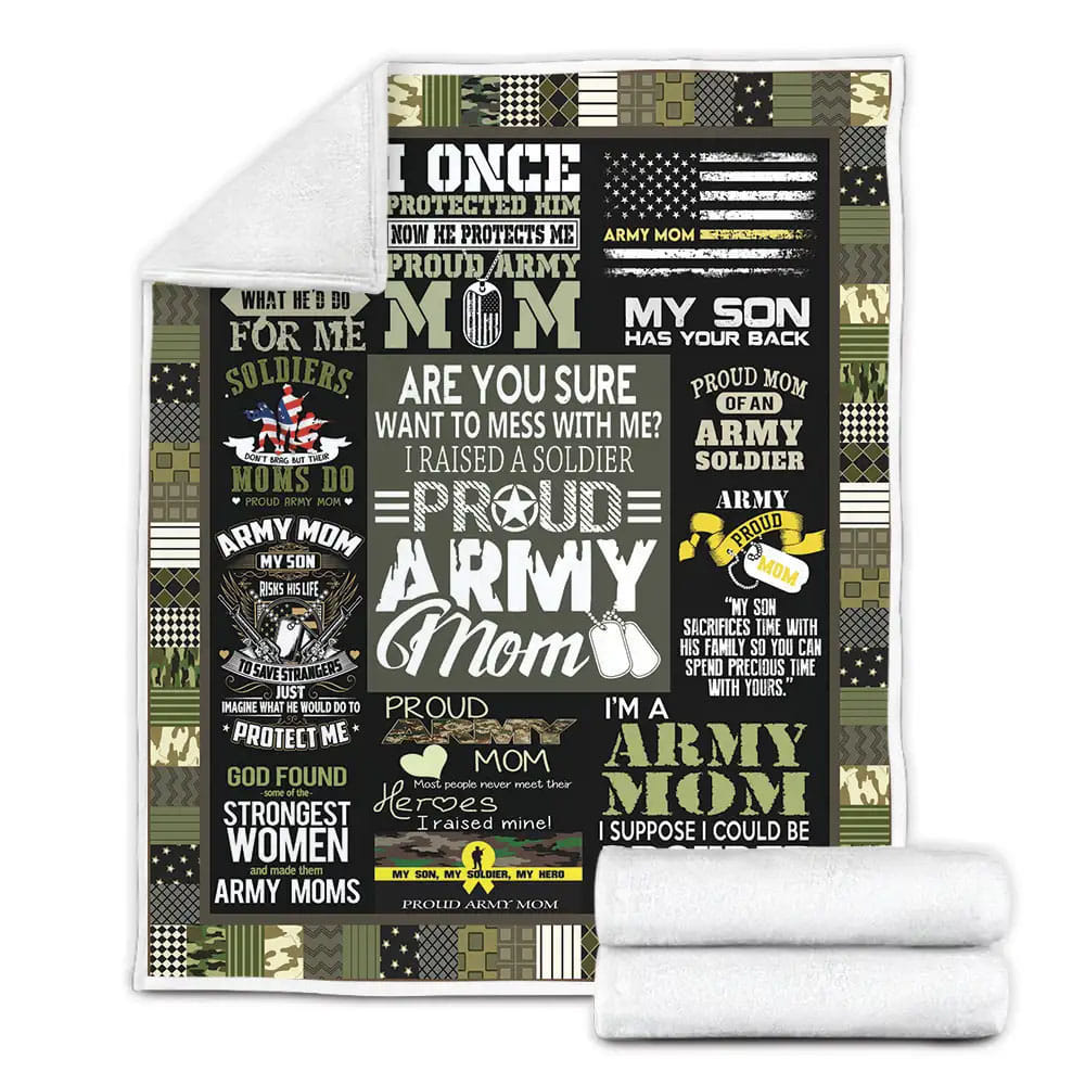 Proud Army Mom Fleece Blanket Gift For Mothers Day Fathers Day