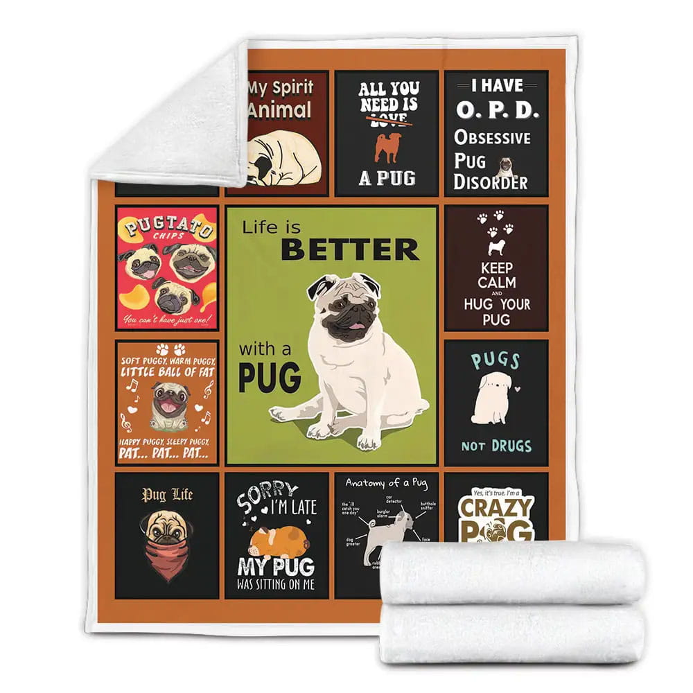 Pug Fleece Blanket Gift For Besties