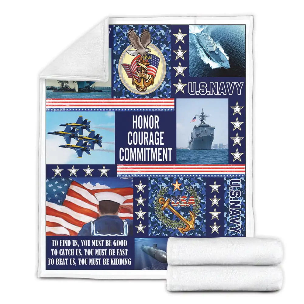 Proud Us Navy To Find Us You Must Be Good Fleece Blanket Gift For Besties