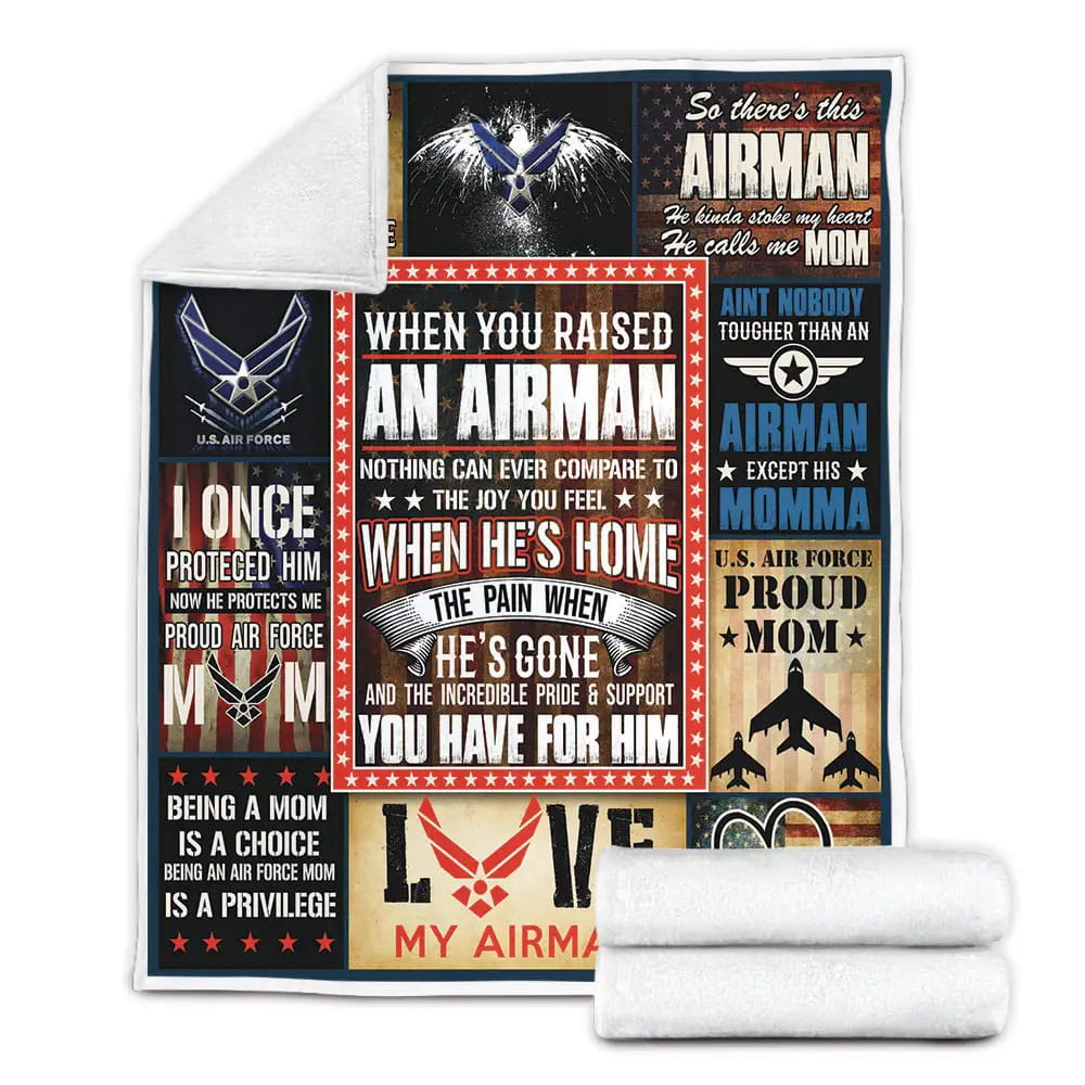 Proud Air Force Mom Fleece Blanket 