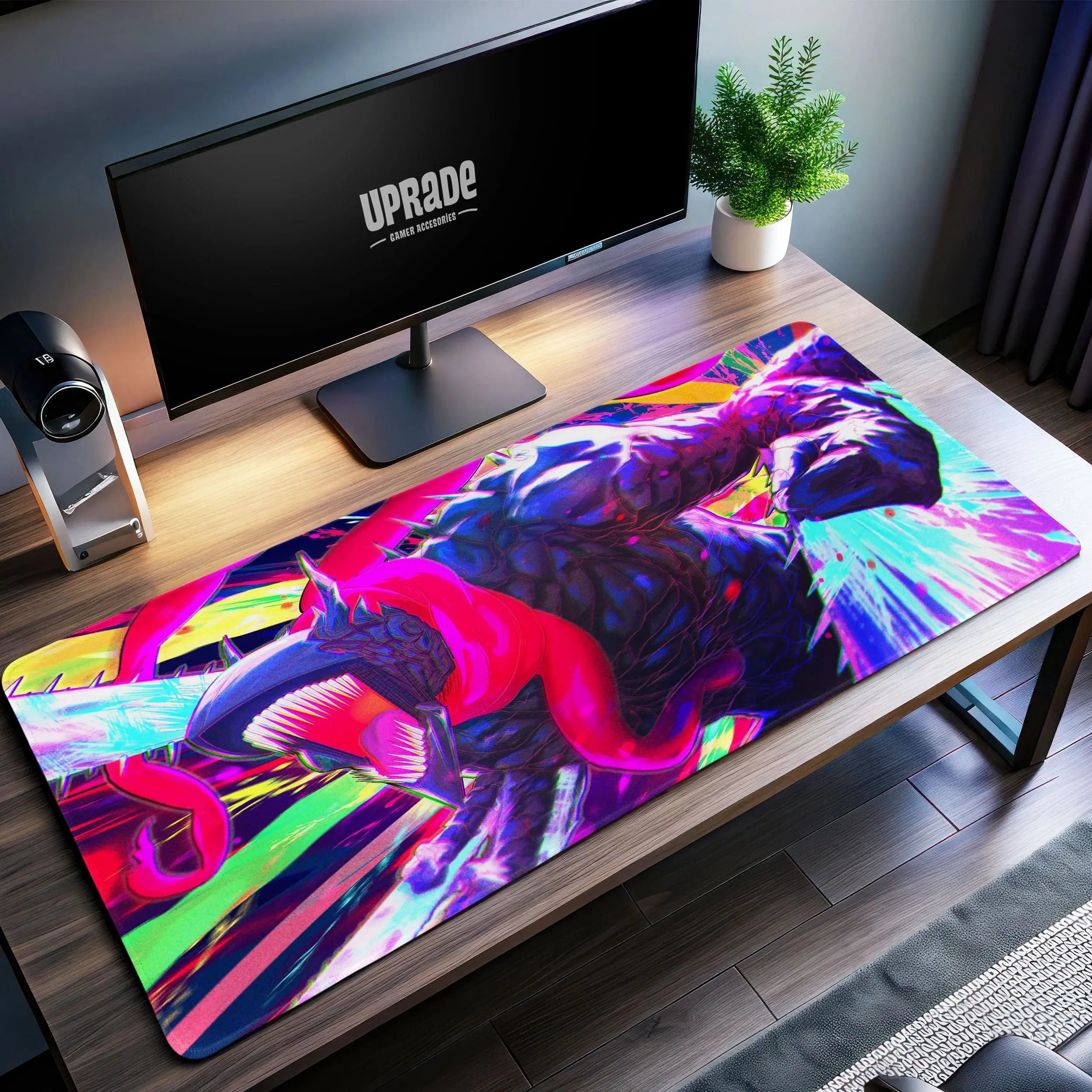 Allleftout Chainsaw Man Power Surge Desk Mat, Denji In Action Mouse Pad