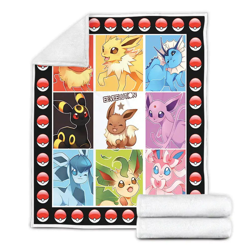 Pokemon Eevee Evolution Fleece Blanket 