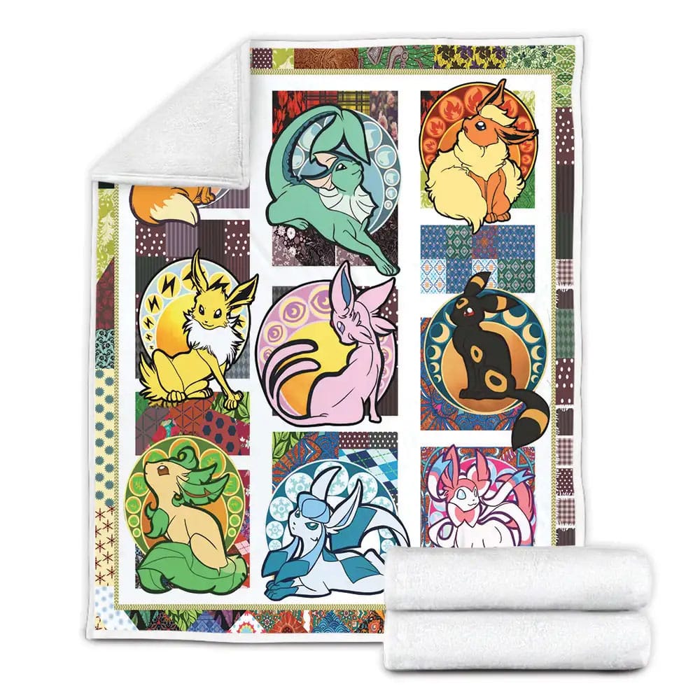 Pokemon Eevee Evolution Fleece Blanket Gift For Wife Husband