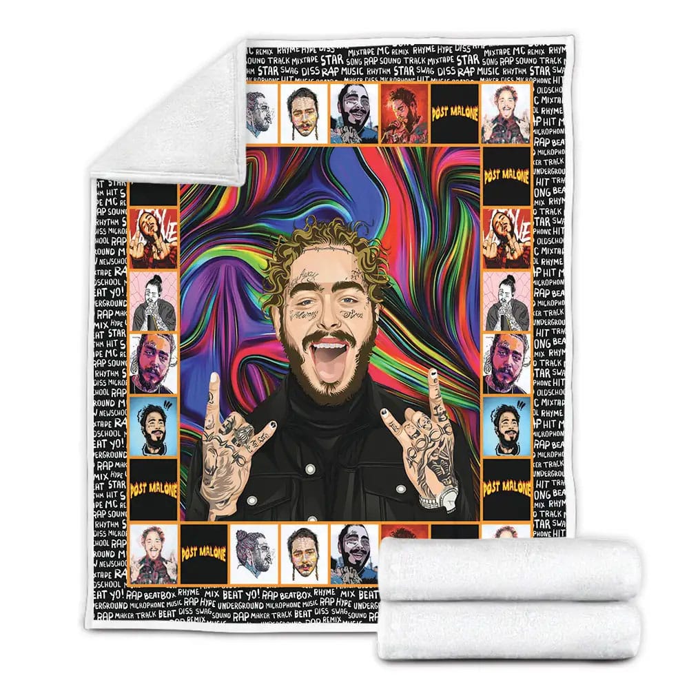 Post Malone Colorful Fleece Blanket 