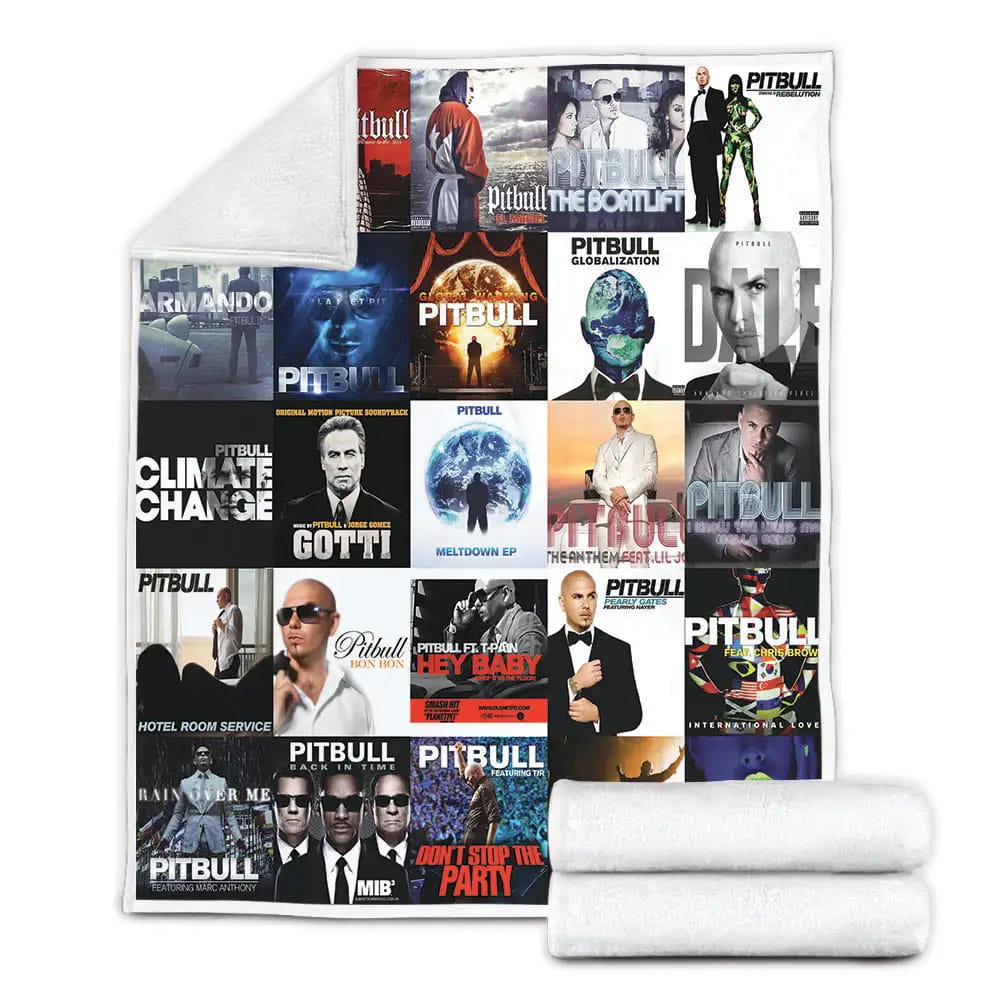 Pitbull Album Covers Fleece Blanket Gift For Birthday Halloween Christmas