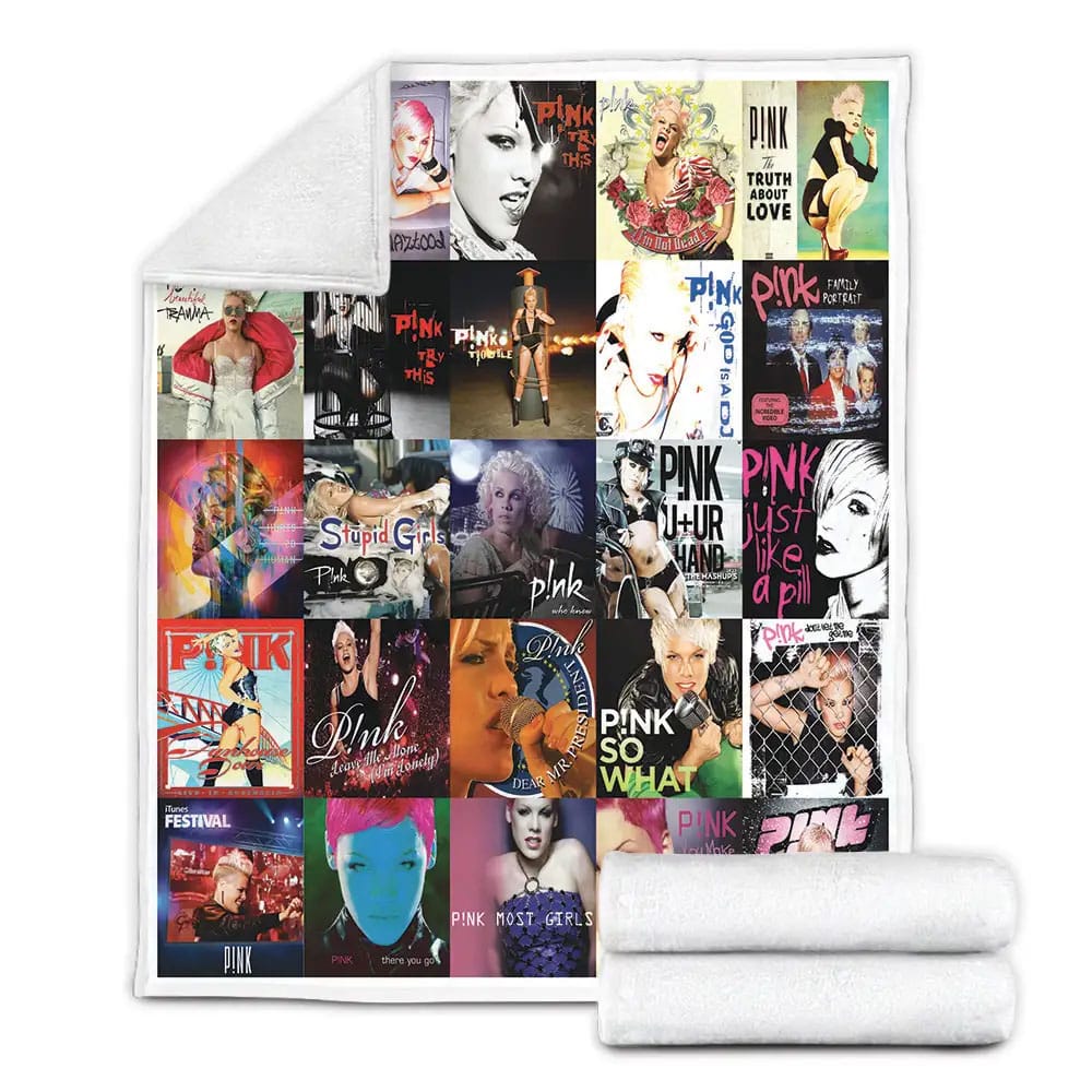 Pink Album Covers Fleece Blanket Gift For Mothers Day Fathers Day