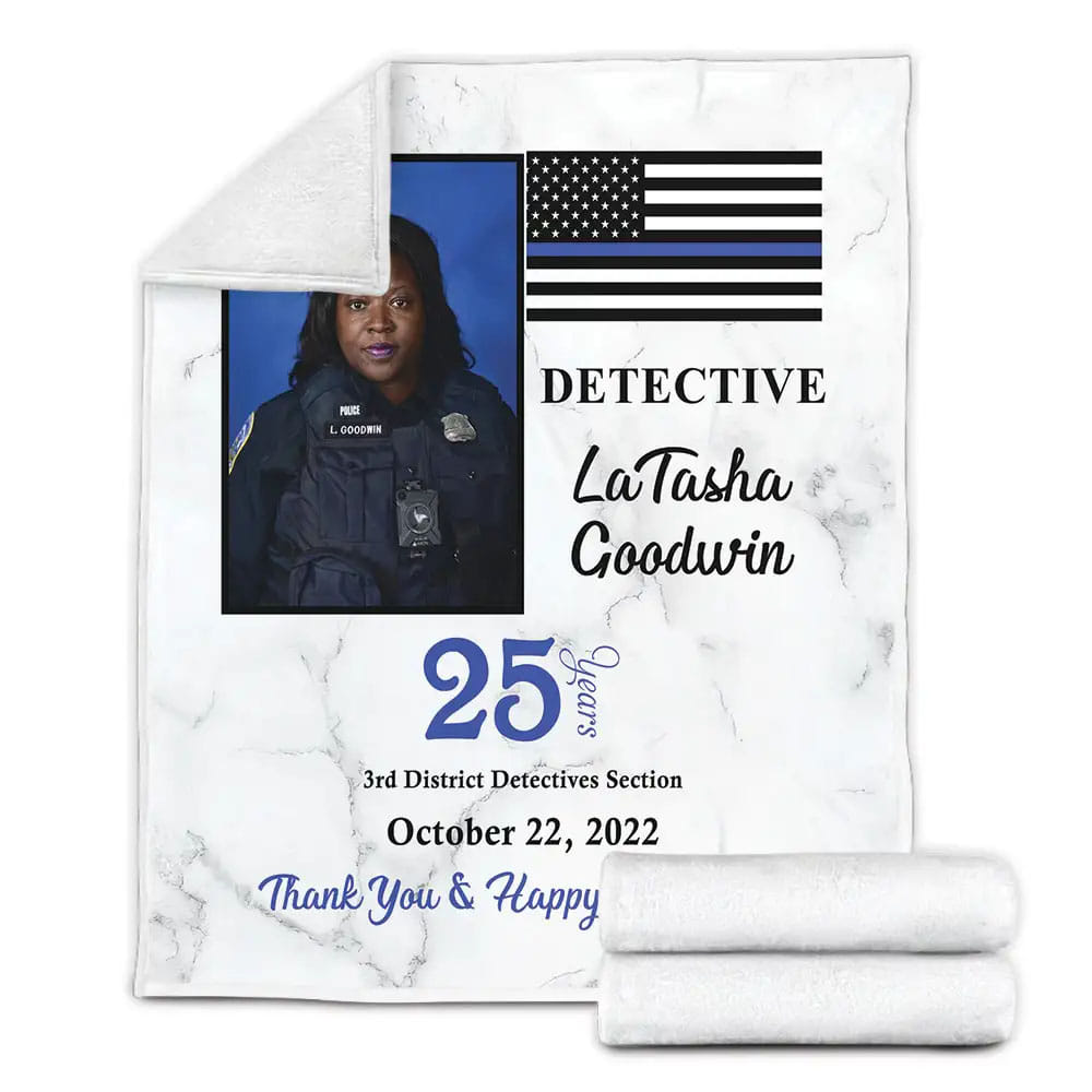 Petmytshirt Police Officer Retirement Fleece Blanket 
