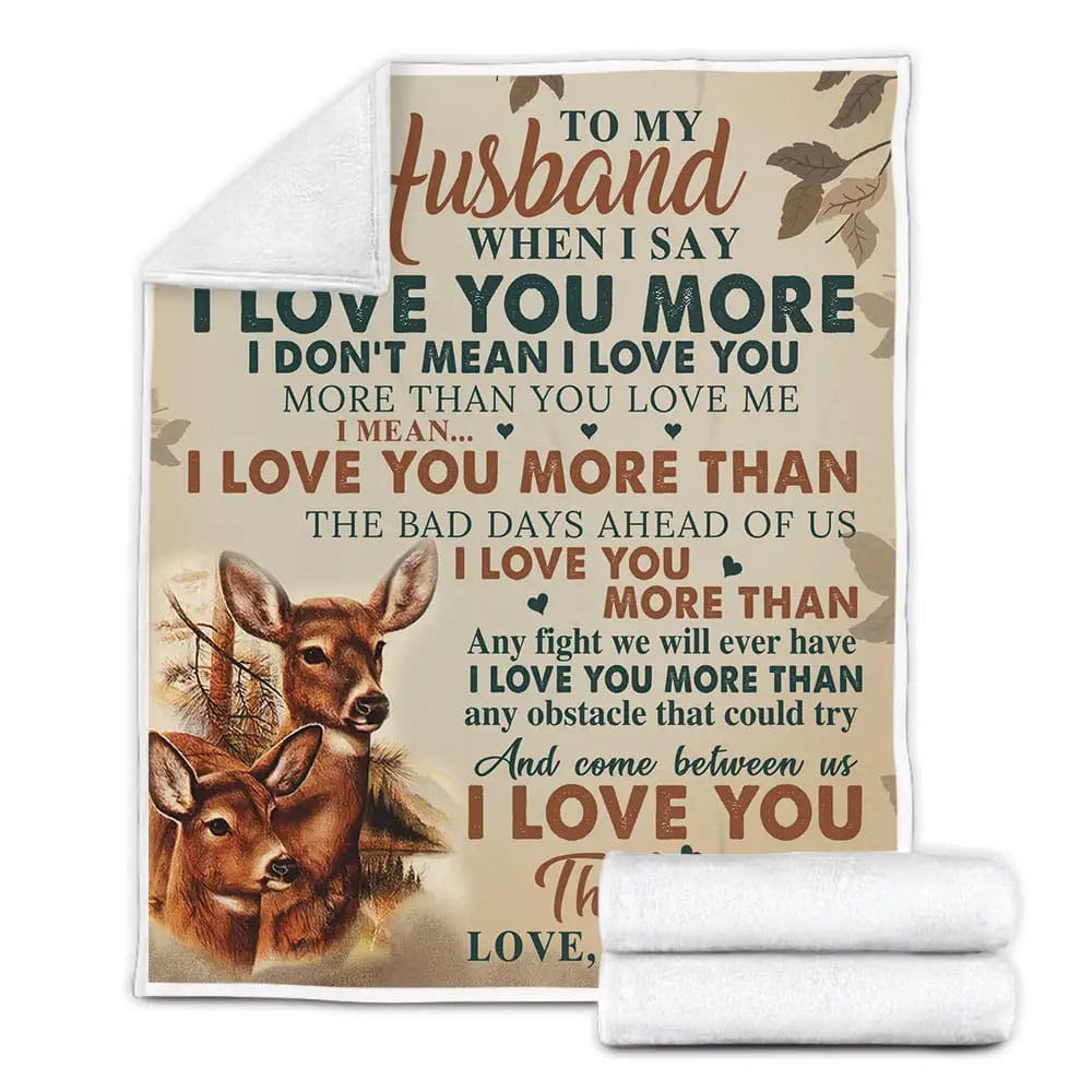 Petmytshirt Reindeer To My Husband From Wife I Love Fleece Blanket Gift For Mothers Day Fathers Day