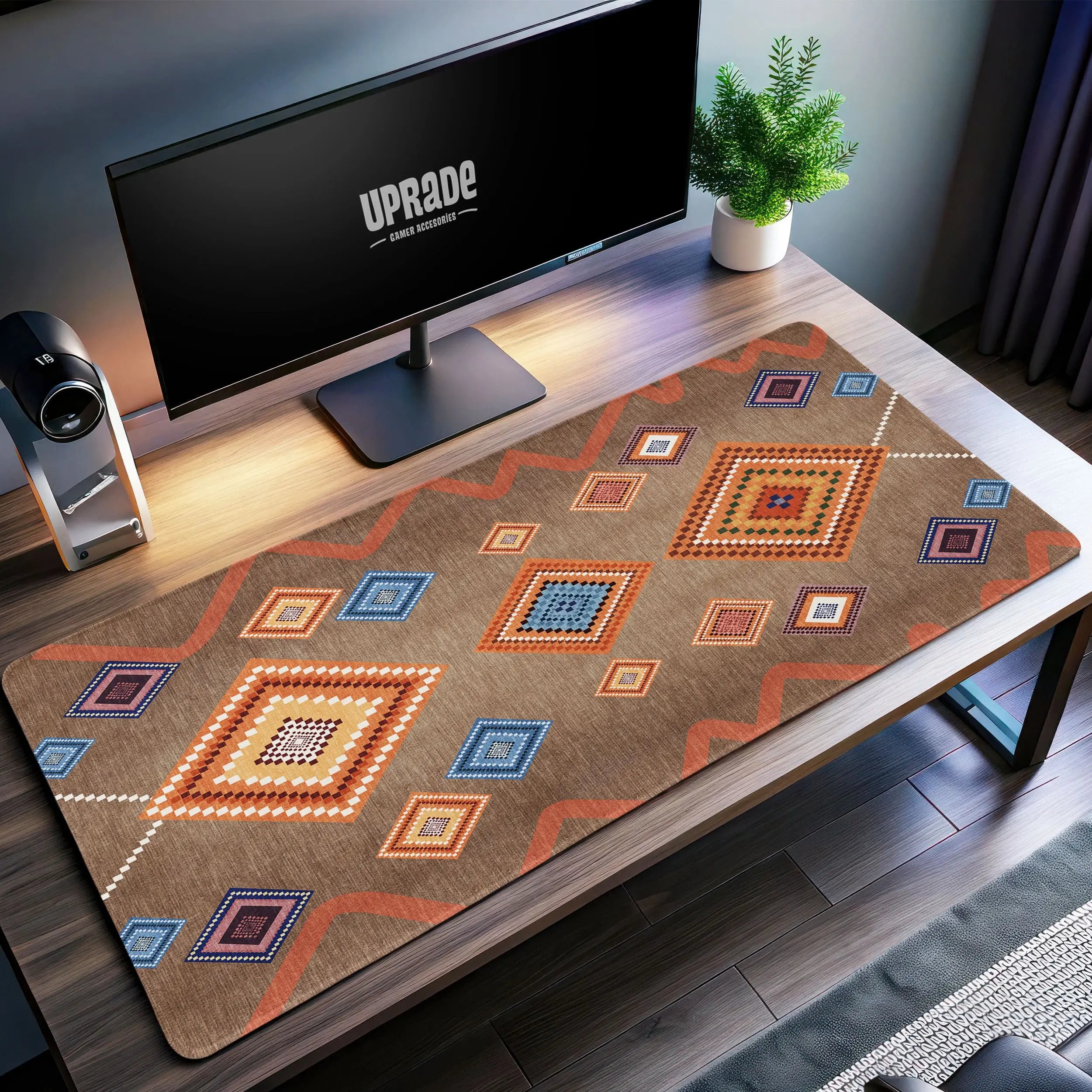 Allleftout Southwestern Tribal Desk Mat, Geometric Rug Mouse Pad
