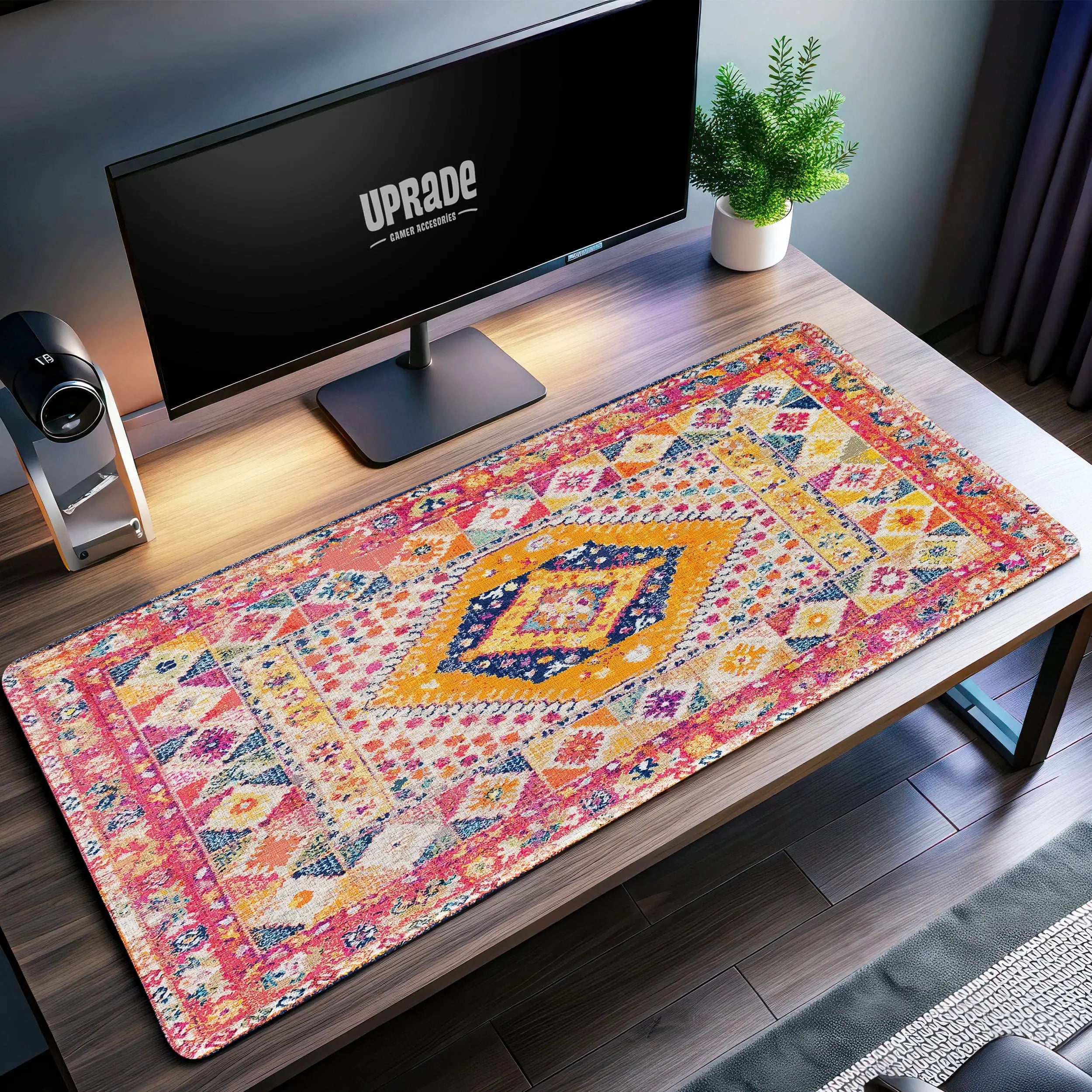 Allleftout Bright Bohemian Desk Mat, Colorful Pattern Mouse Pad