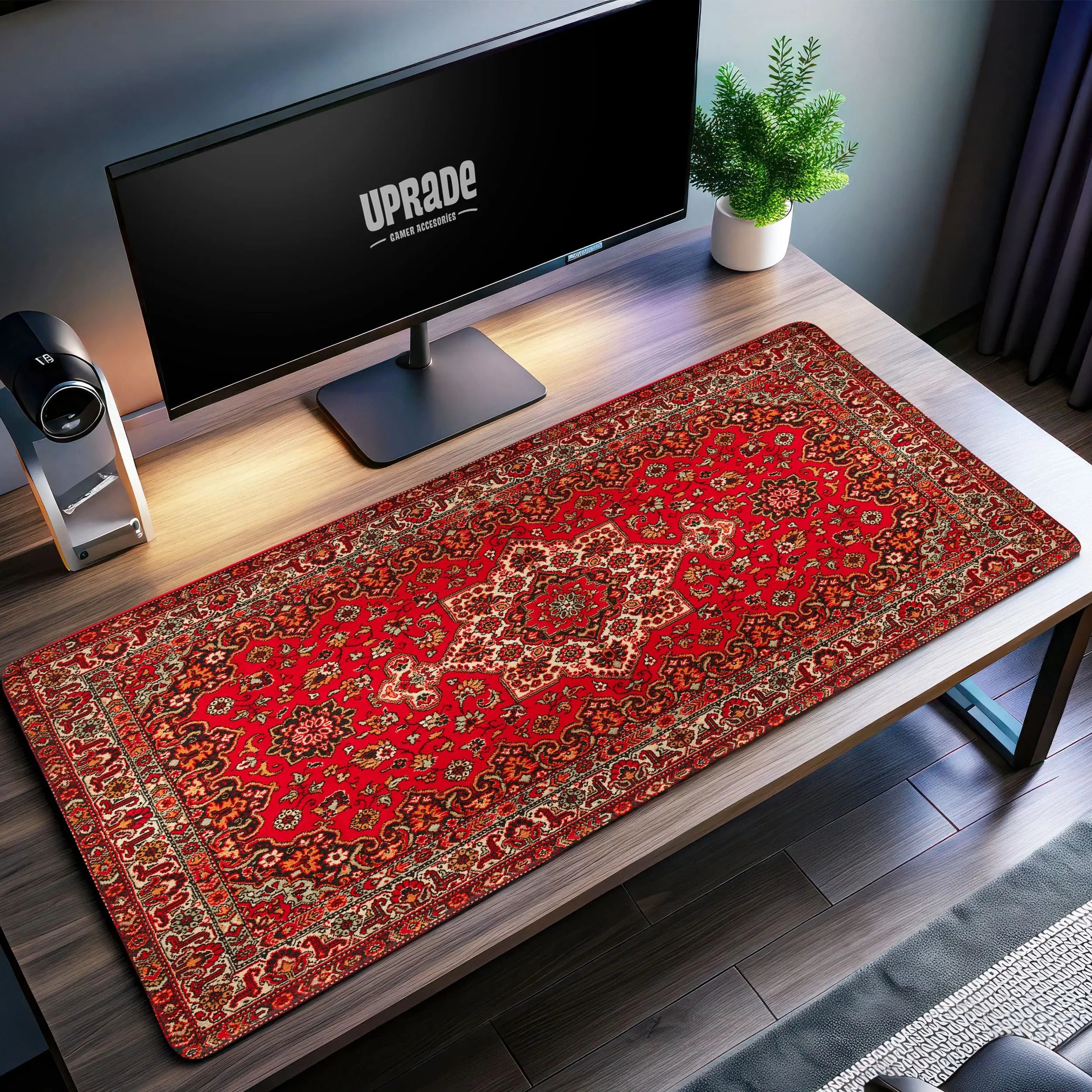 Allleftout Classic Red Persian Desk Mat, Vintage Rug Mouse Pad