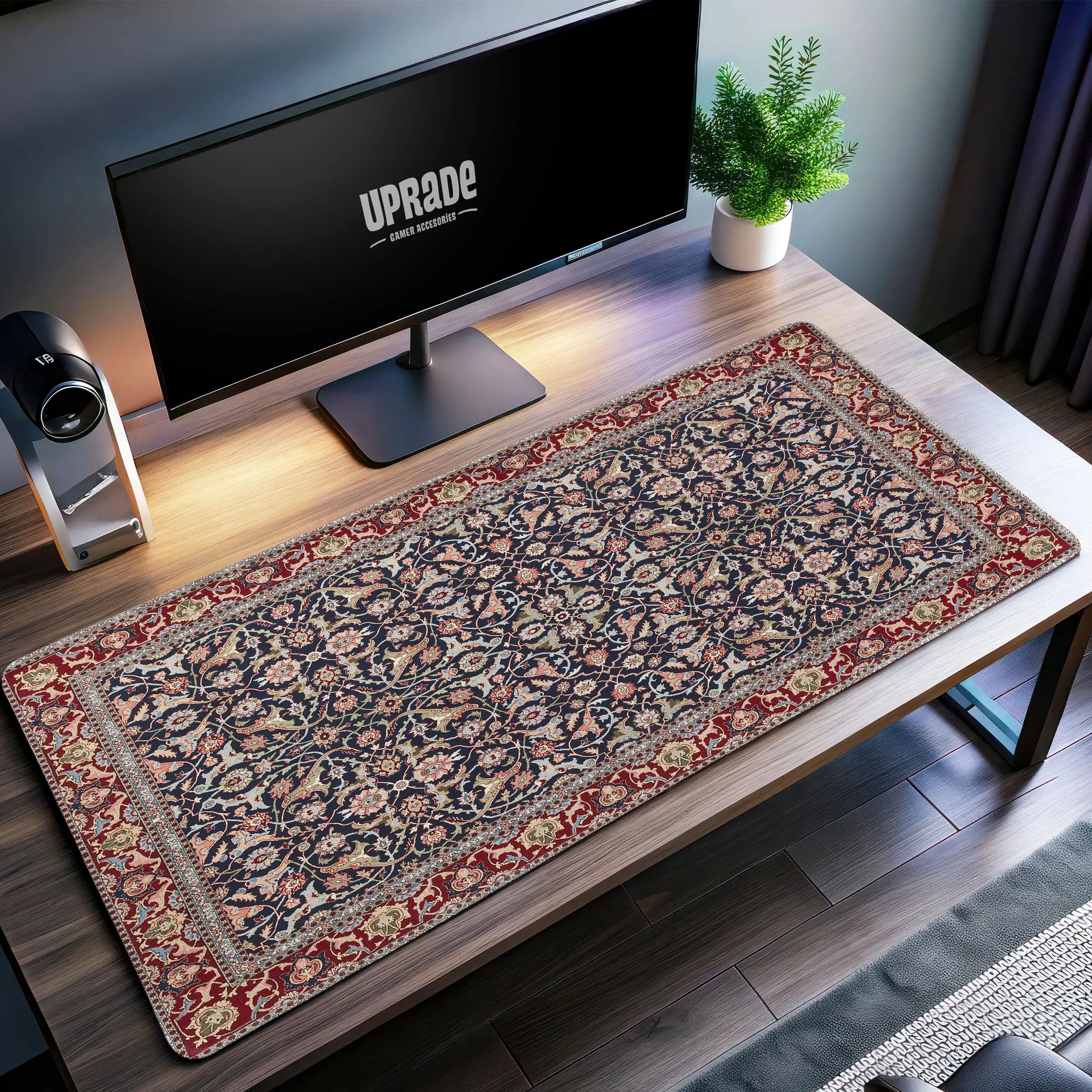 Allleftout Navy Persian Desk Mat, Ornate Vintage Mouse Pad