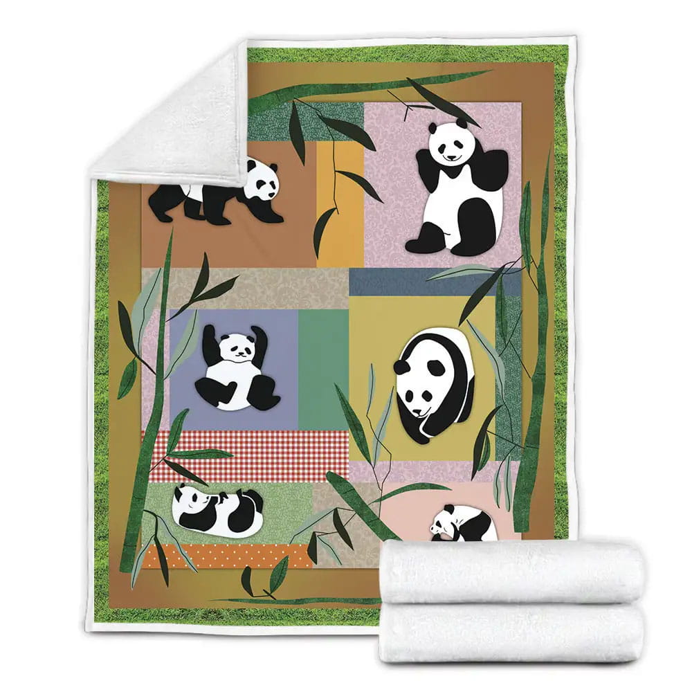 Panda Fleece Blanket Gift For Mothers Day Fathers Day