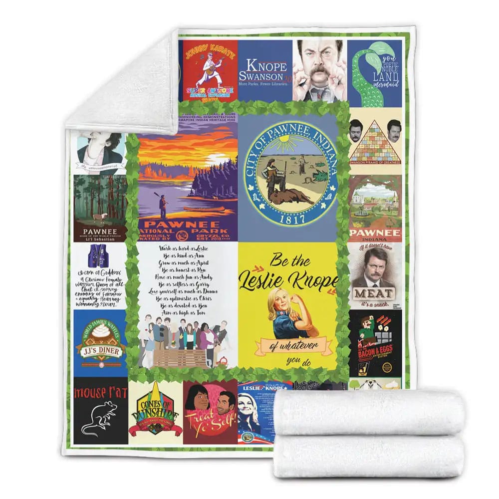 Parks And Recreation Collage Fleece Blanket Gift For Birthday Halloween Christmas