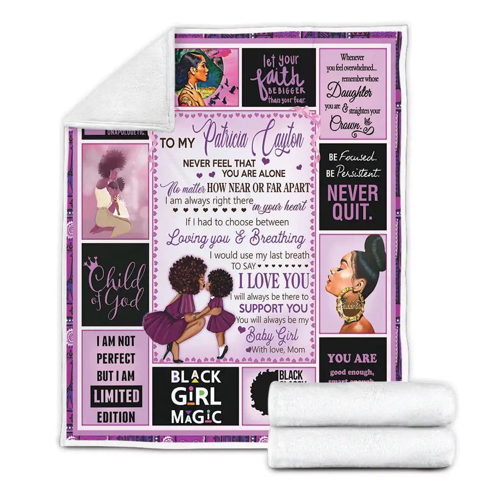 Petmytshirt Black Mom And Daughter Fleece Blanket 