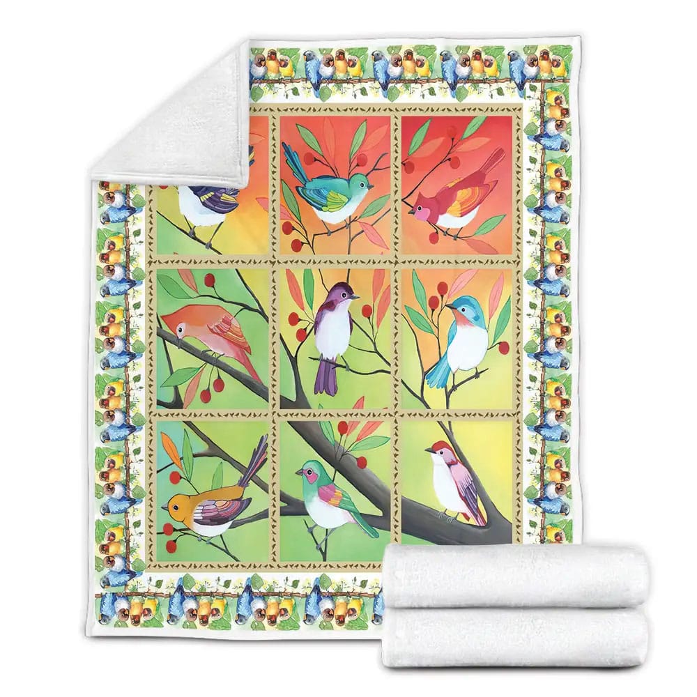 Old World Sparrow Birds On The Tree Fleece Blanket 