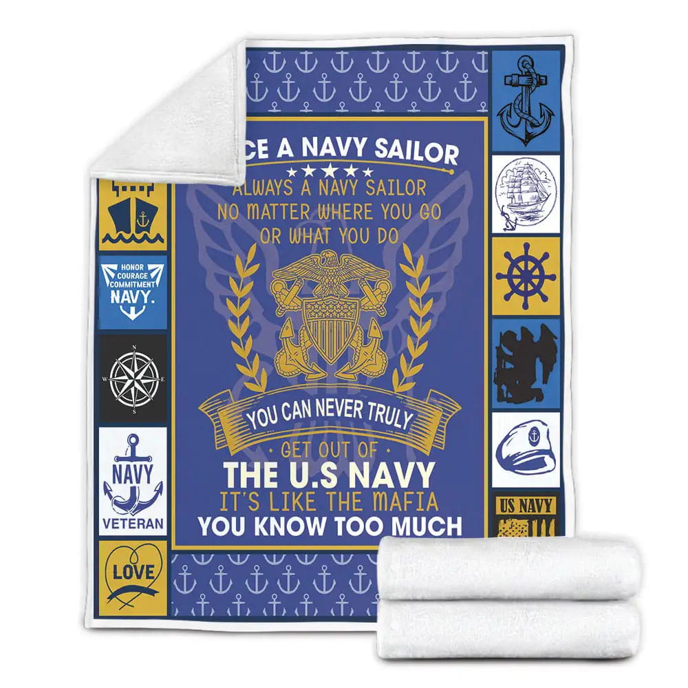 Once A Navy Sailor Always A Navy Sailor Fleece Blanket Gift For Besties