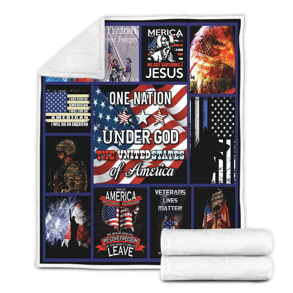 One Nation Under God The United States Of America Fleece Blanket Gift For Birthday Halloween Christmas