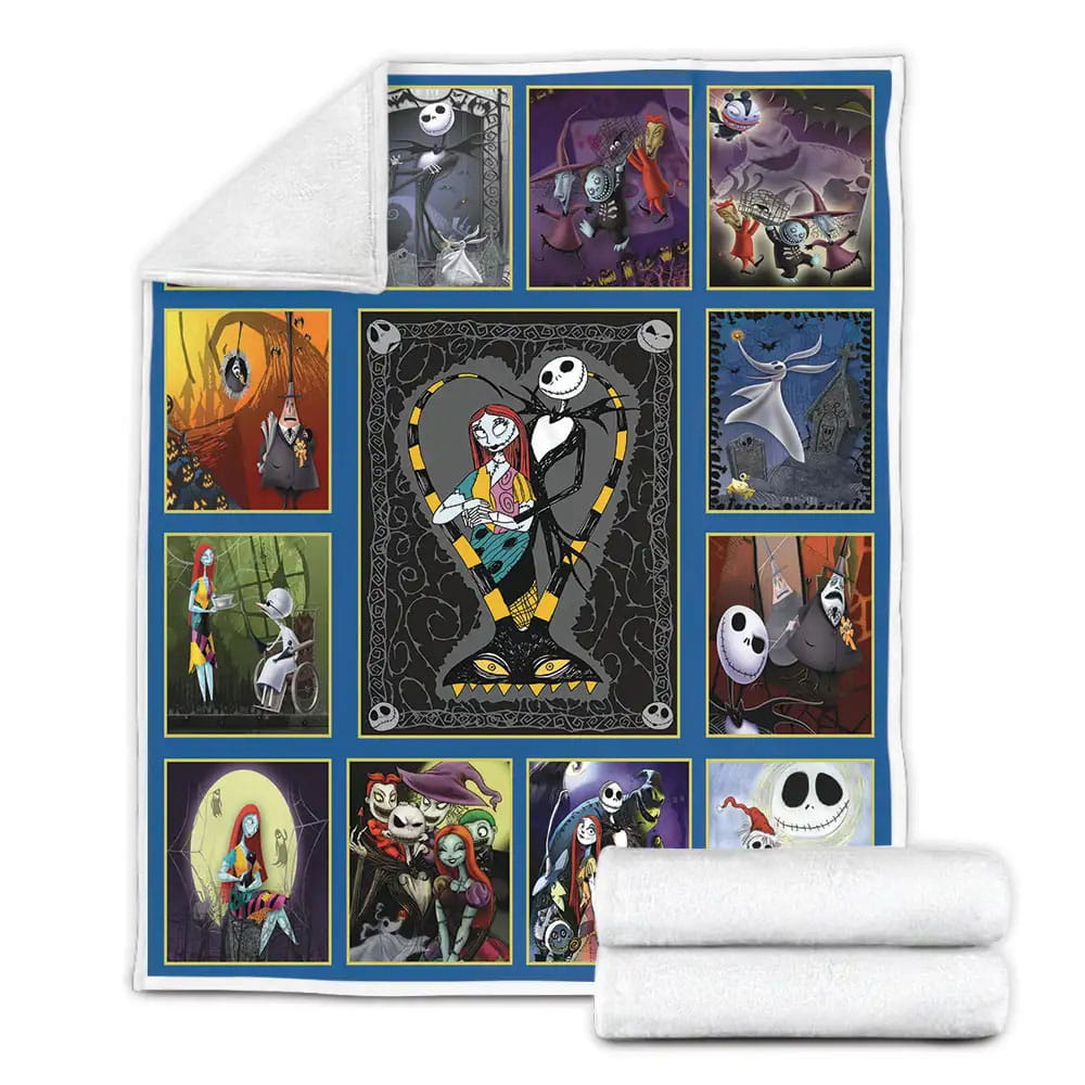 Nightmare Before Christmas Fleece Blanket Gift For Birthday Halloween Christmas