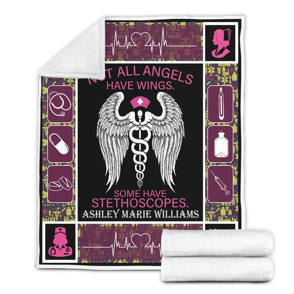 Nurse Not All Angels Have Wings Fleece Blanket 