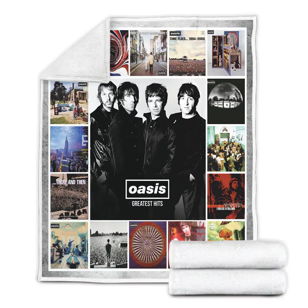 Oasis Albums Cover Poster Fleece Blanket Gift For Wife Husband