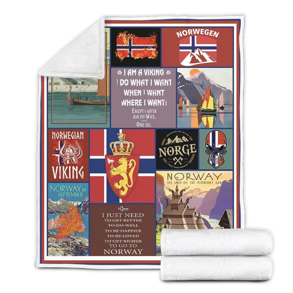 Norway I Am A Viking Fleece Blanket 