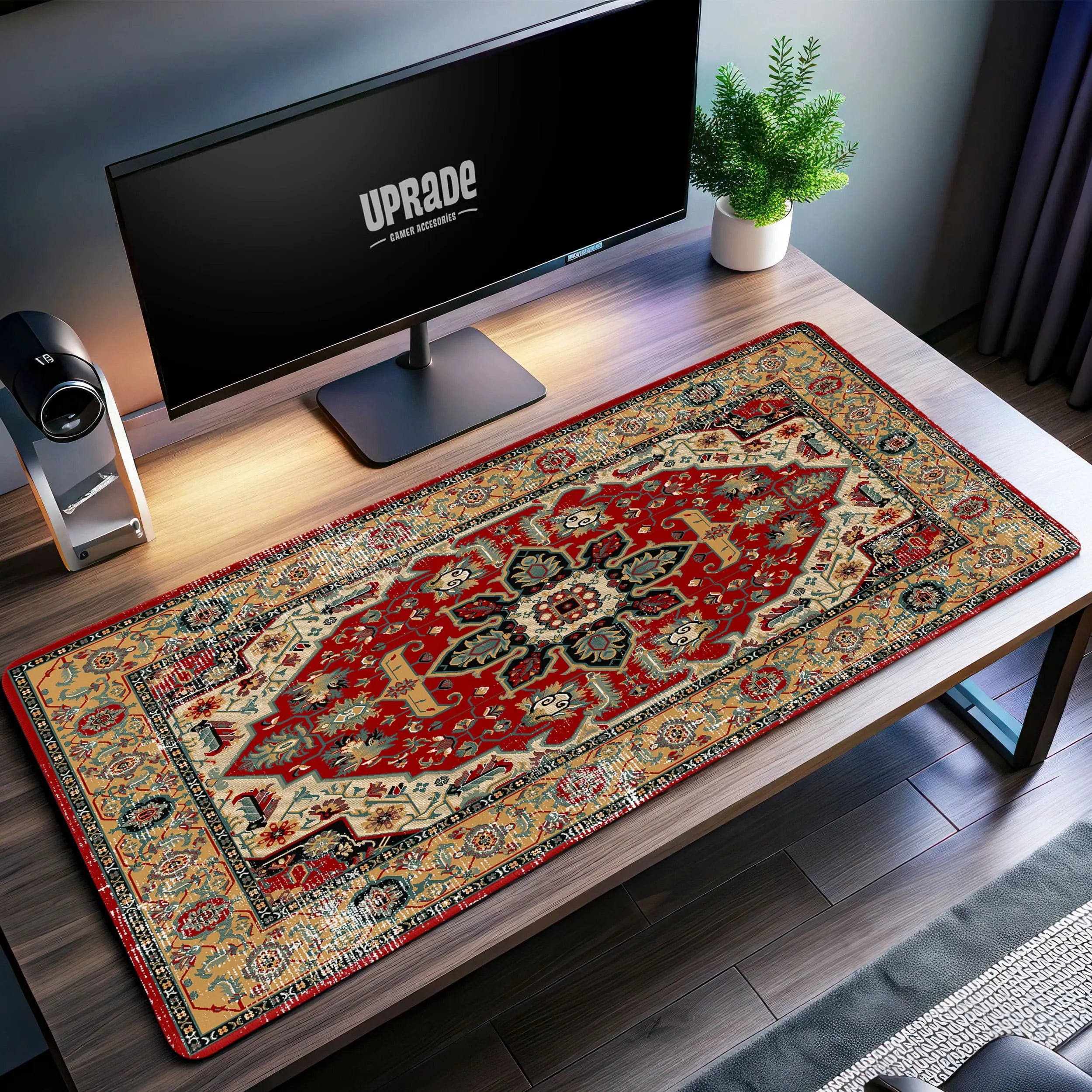 Allleftout Red Oriental Vintage Desk Mat, Persian Rug Mouse Pad