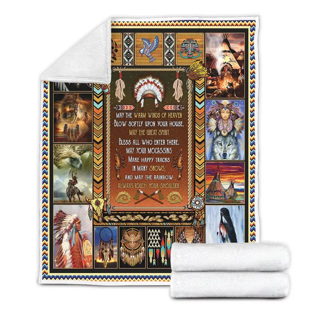 Native American Warm Winds Of Heaven Fleece Blanket Gift For Mothers Day Fathers Day