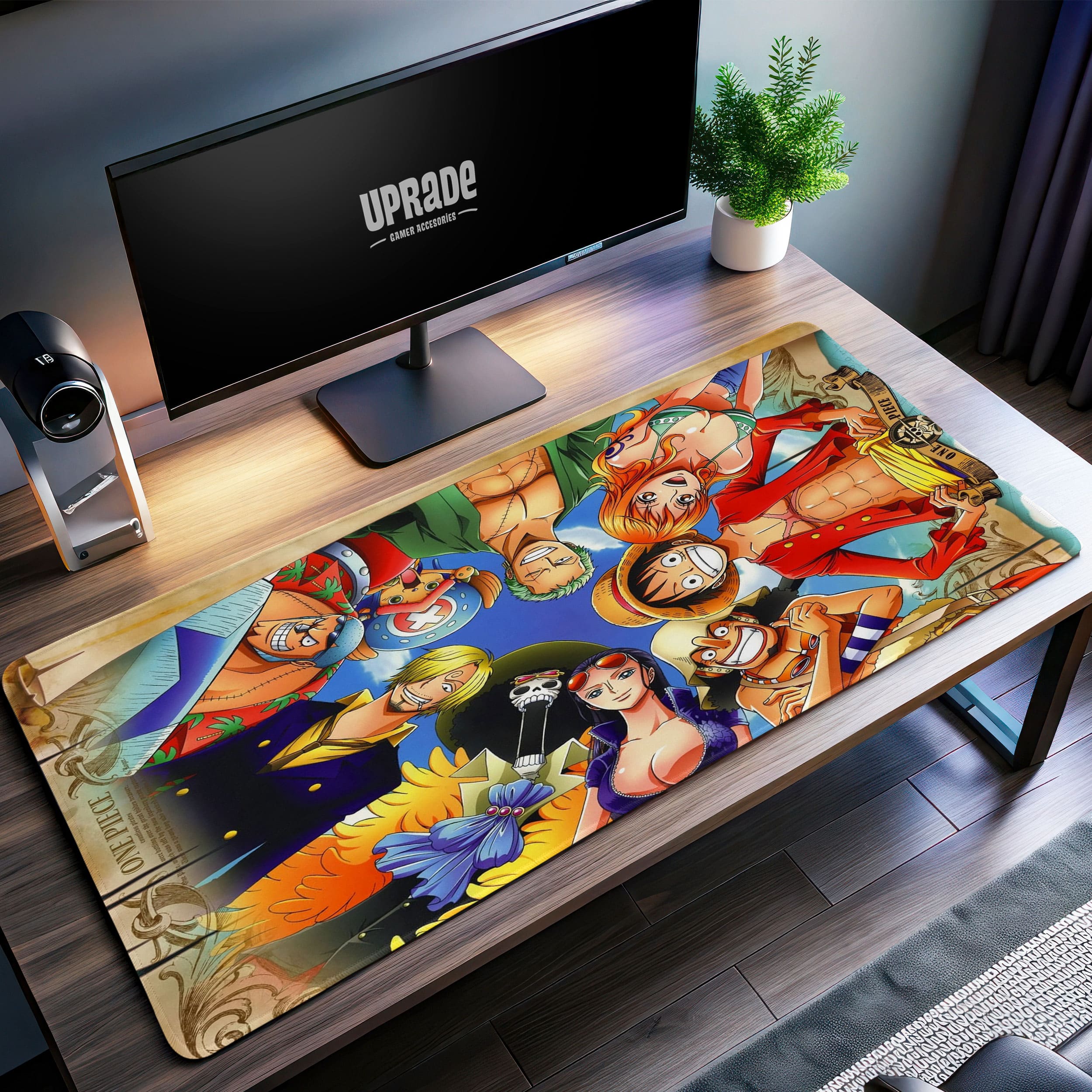 Allleftout One Piece Straw Hat Crew Desk Mat, Vibrant Pirate Mouse Pad